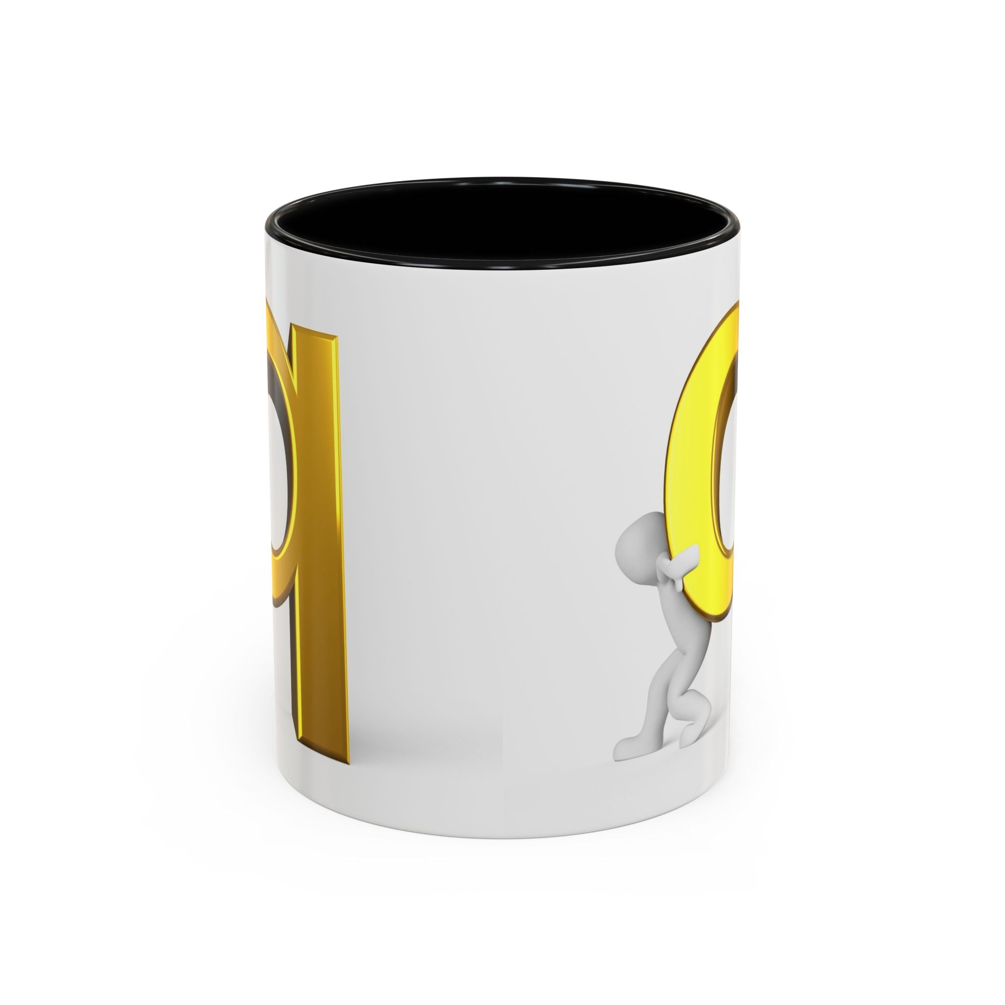 Gold Letter Q Push Character Mug | Accent Coffee Mug 11oz 15oz