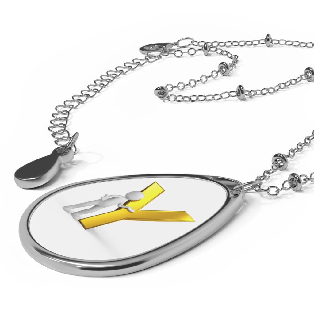 Oval Initial Pendant Necklace — Personalized Y Monogram Teardrop Necklace