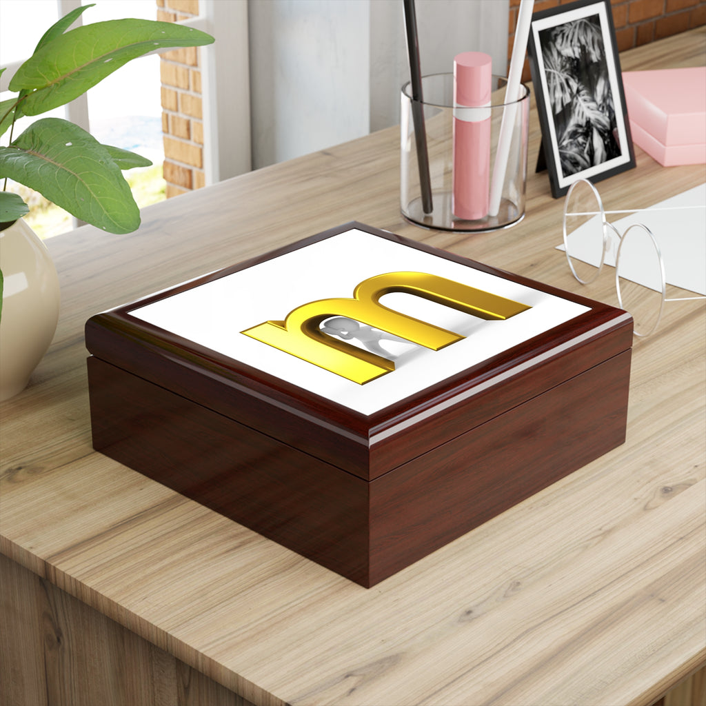 Gold Letter M monogram Jewelry Box | Initial keepsake box