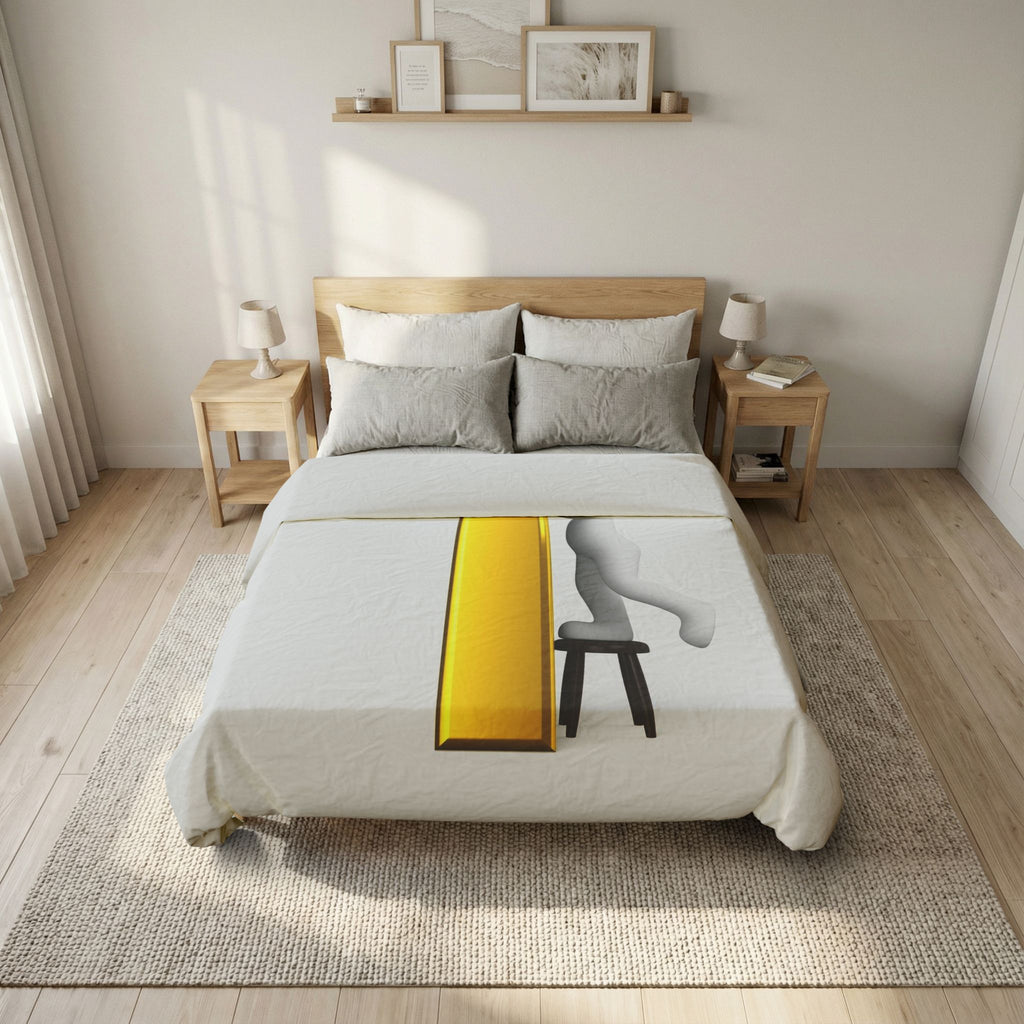 3D Character Stacking Gold Letter i Duvet Cover