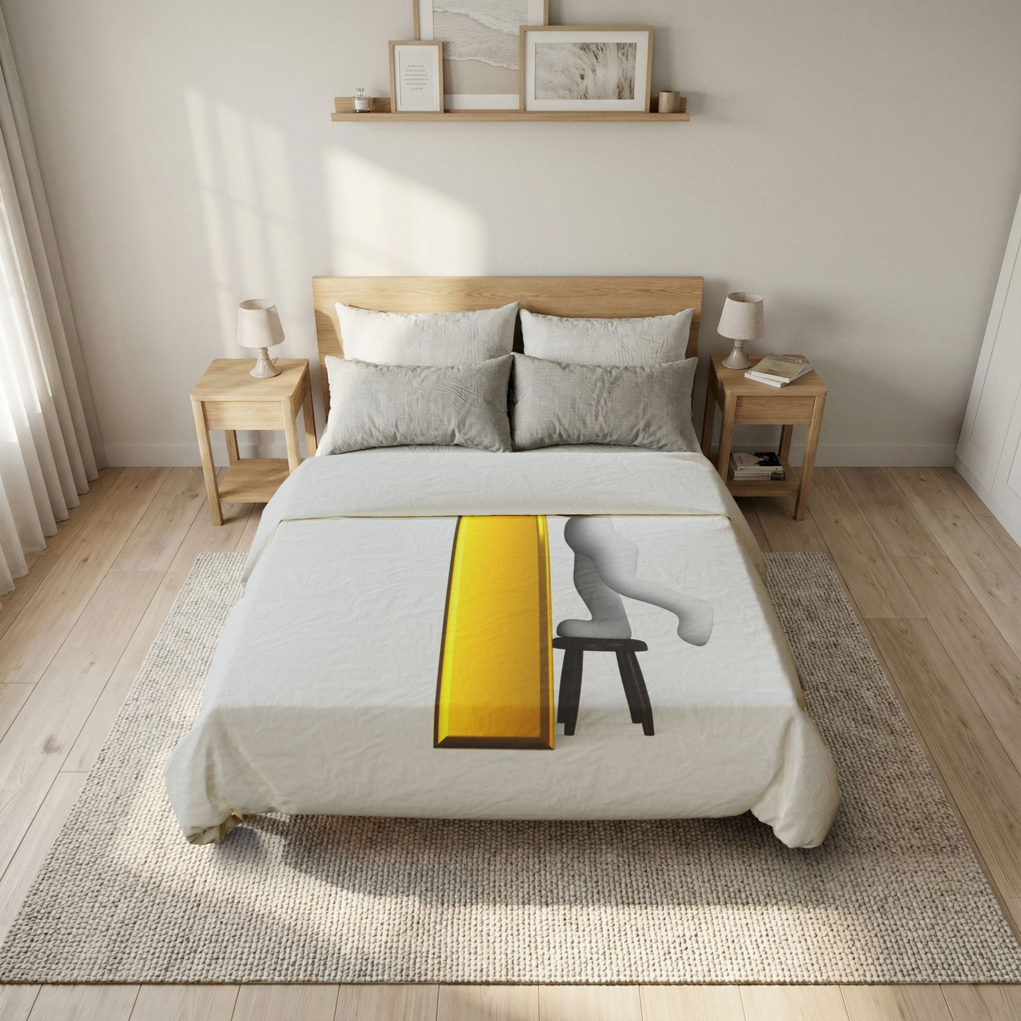 3D Character Stacking Gold Letter i Duvet Cover