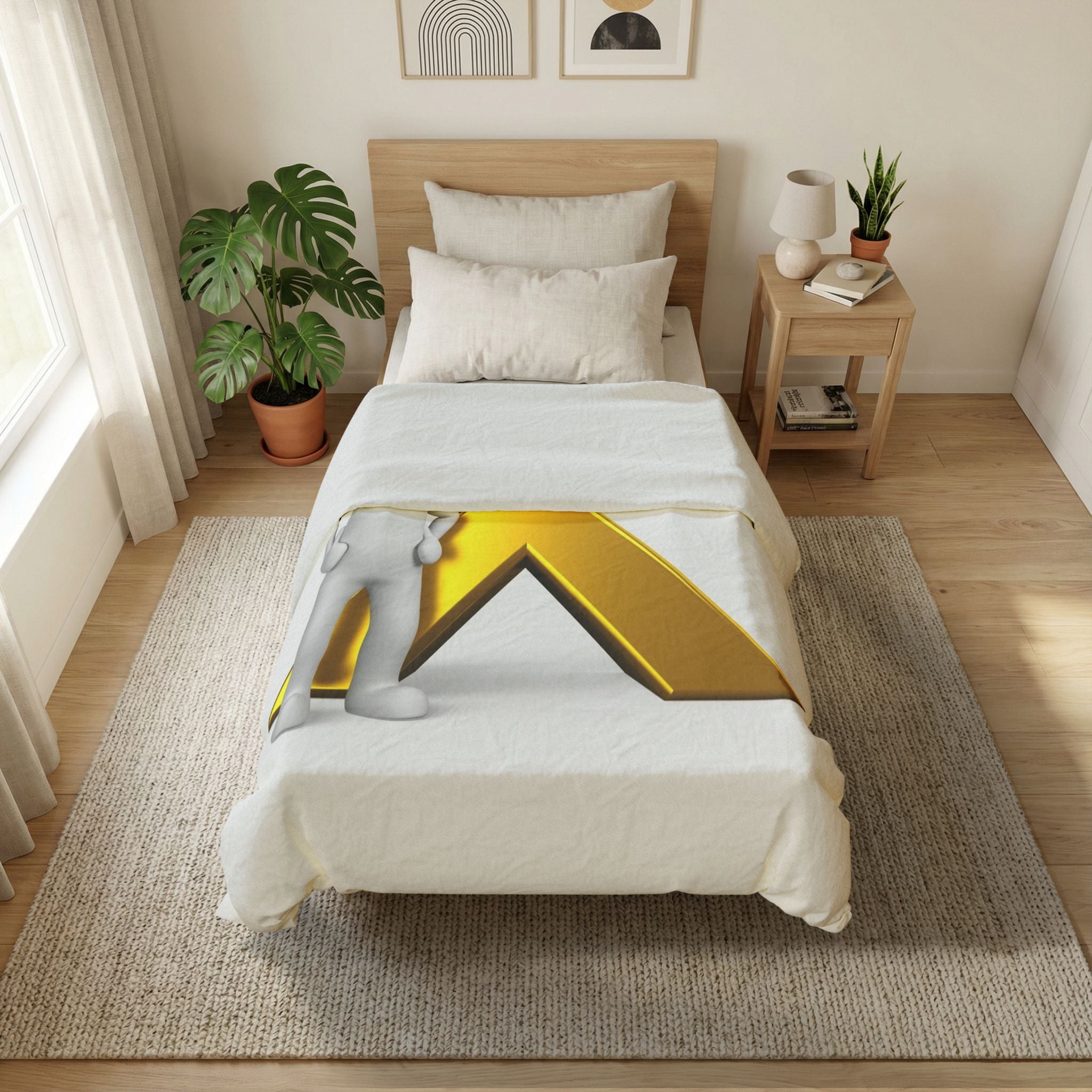 Gold Letter X with 3D Figure Duvet