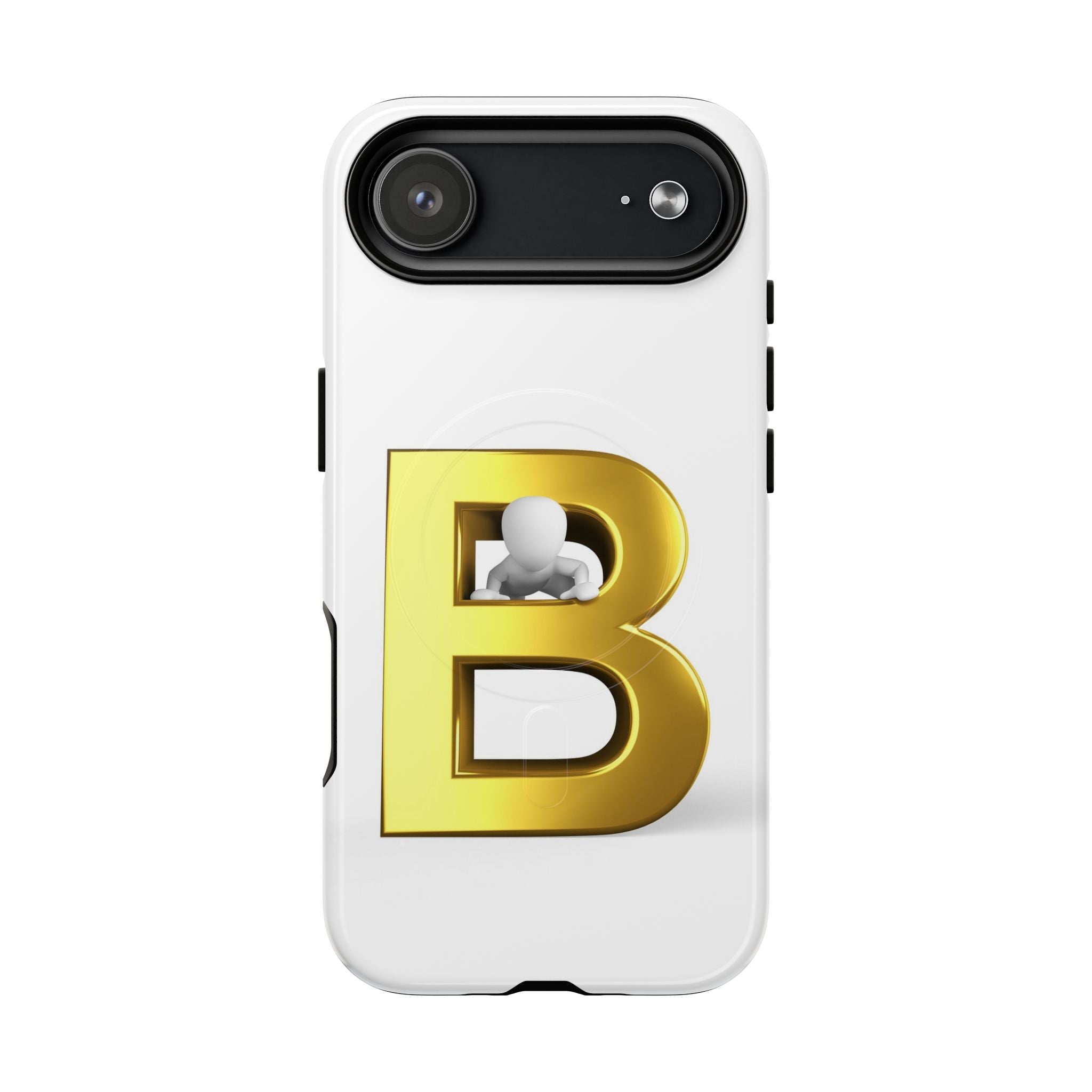 Coque de téléphone 3D Lettre B dorée | Coque magnétique résistante