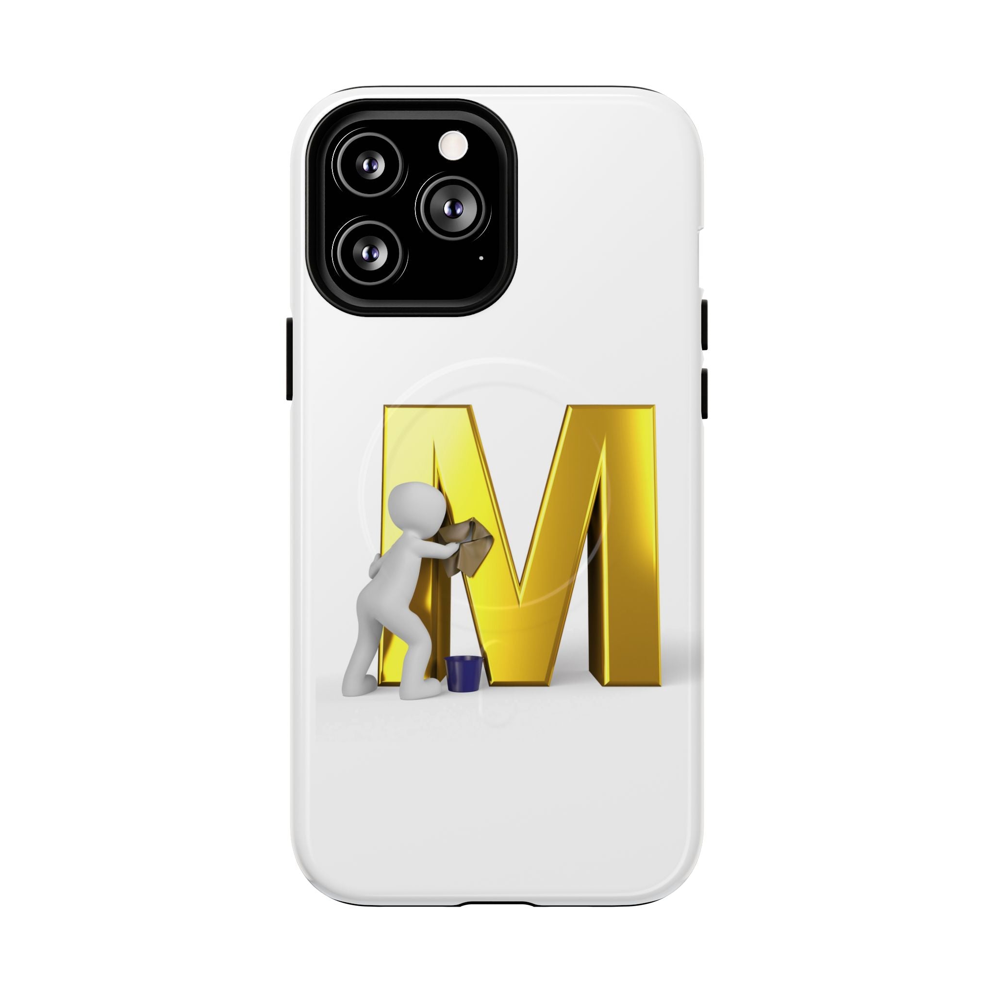 Coque de téléphone aimantée et robuste avec lettre M dorée | Coque magnétique résistante