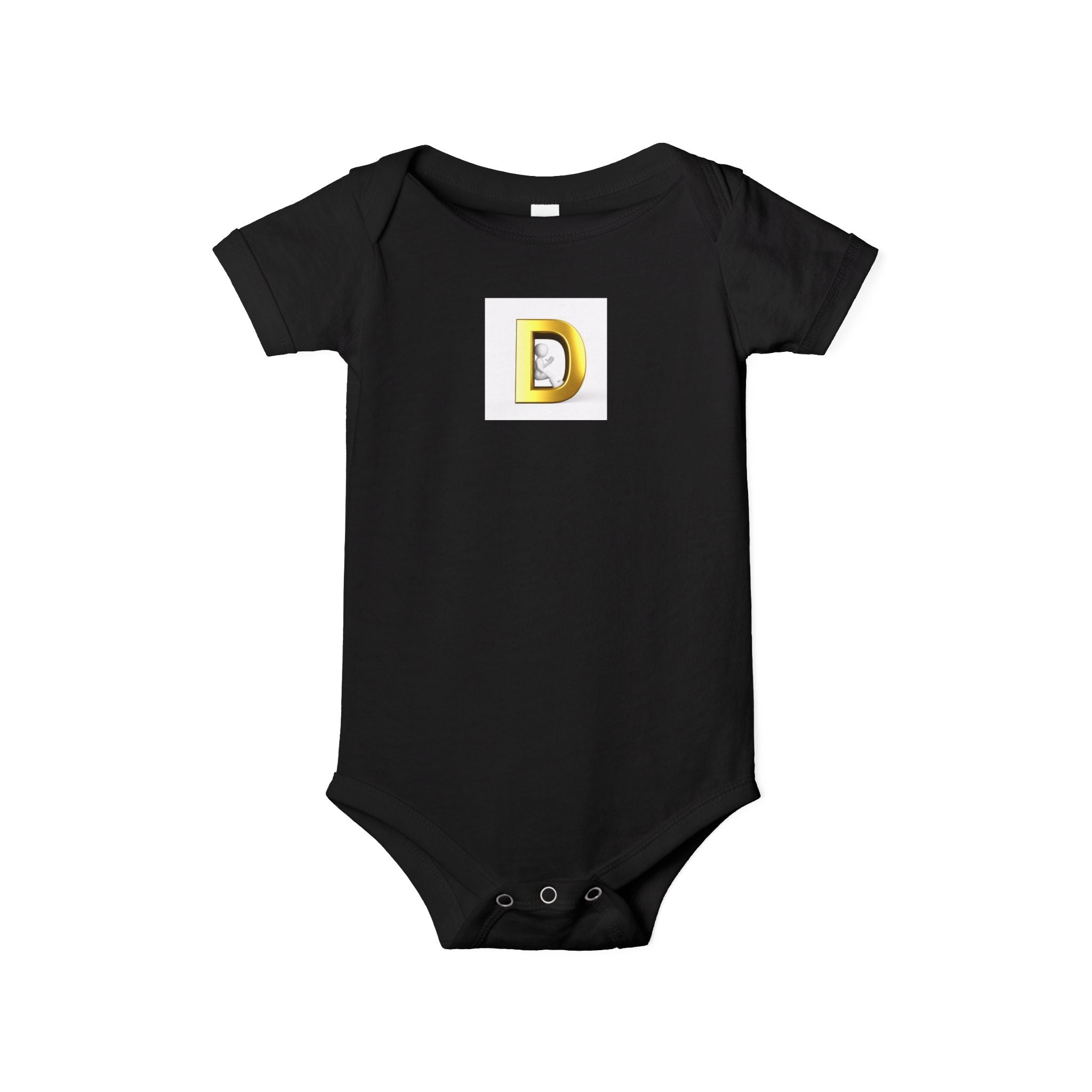 Body pour bébé avec lettre D dorée | Body personnalisé avec initiale