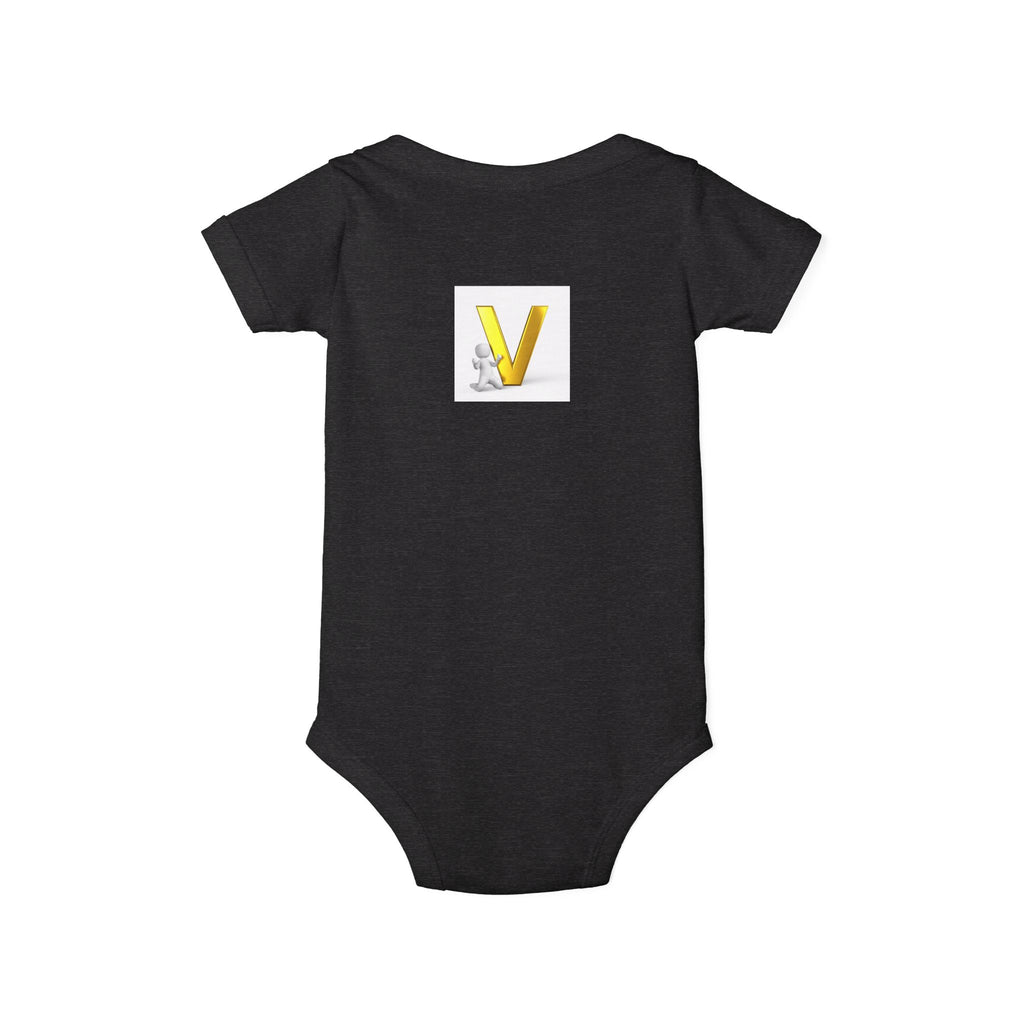 Gold Letter V Baby Bodysuit | Cute Bunny Initial Onesie