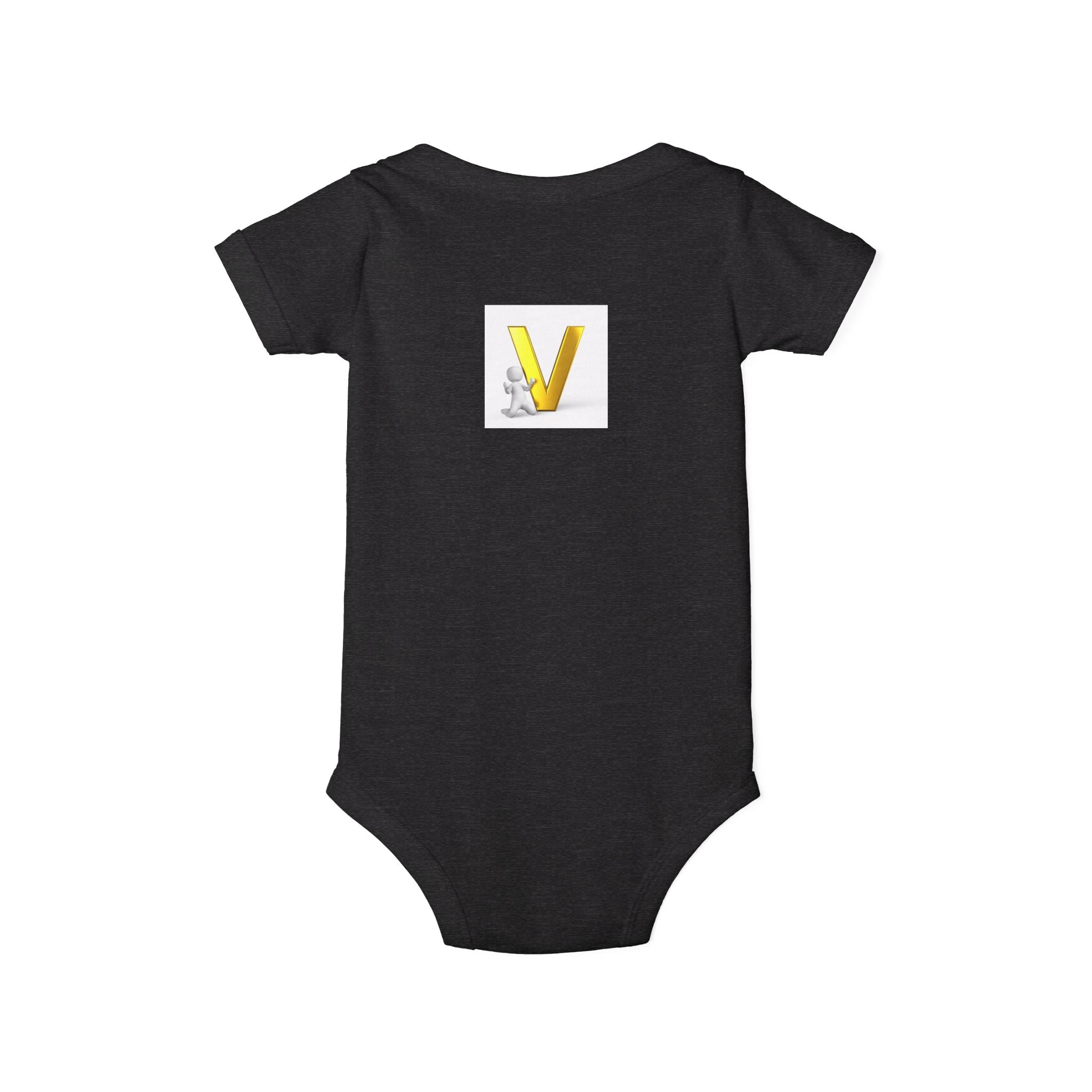 Gold Letter V Baby Bodysuit | Cute Bunny Initial Onesie