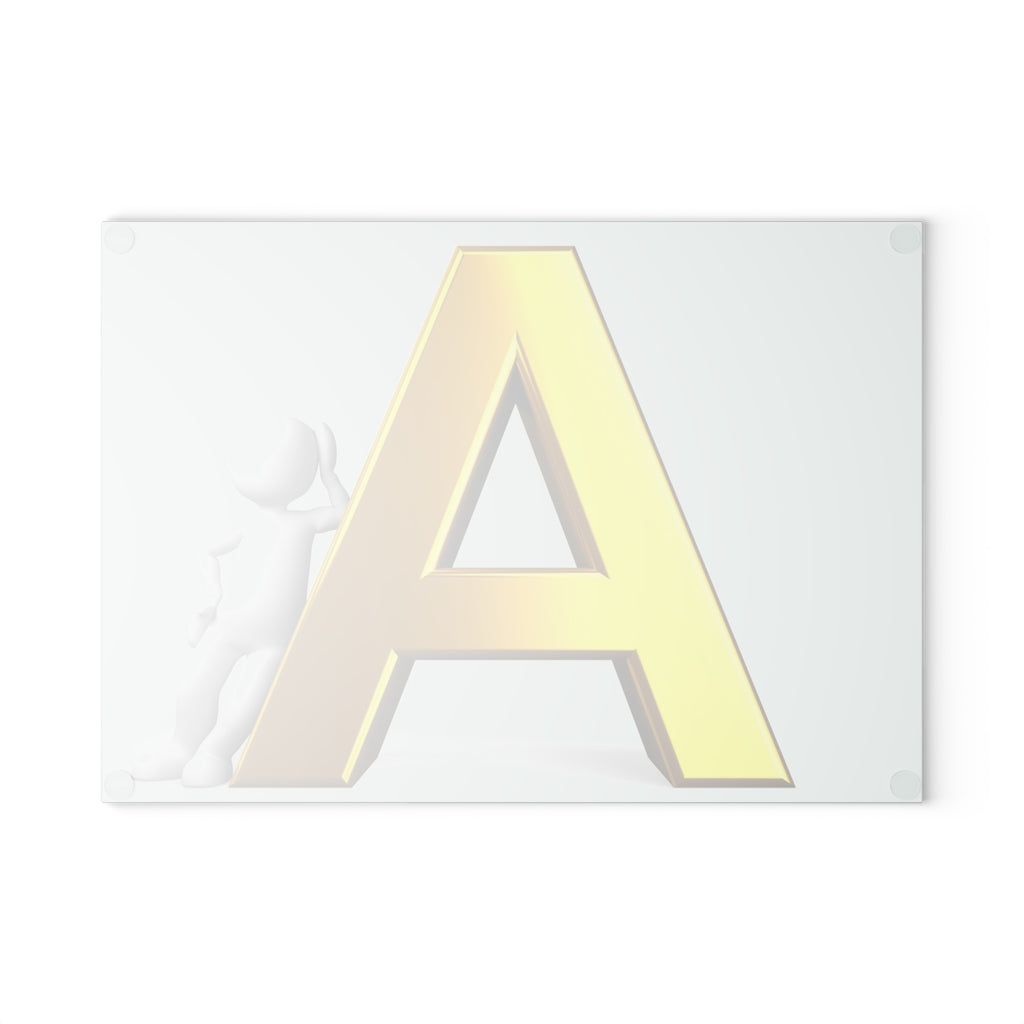 Gold Letter A Glass Cutting Board | Monogram Initial Kitchen Decor