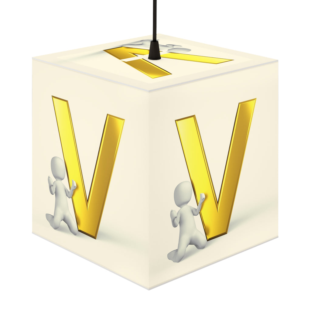 Light Cube Lamp | Gold Letter V