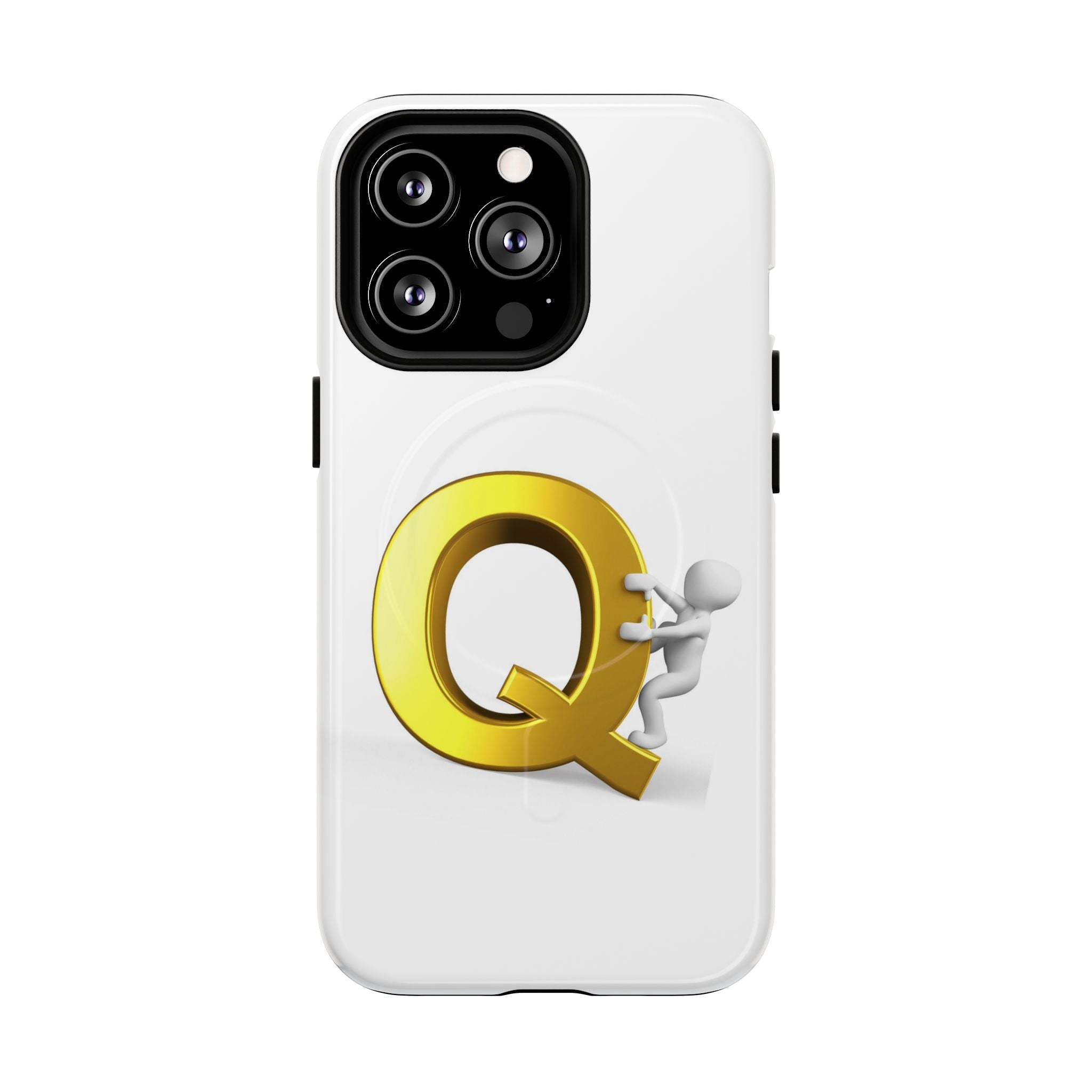 Coque de téléphone motif Lettre Q dorée | Coque de protection magnétique