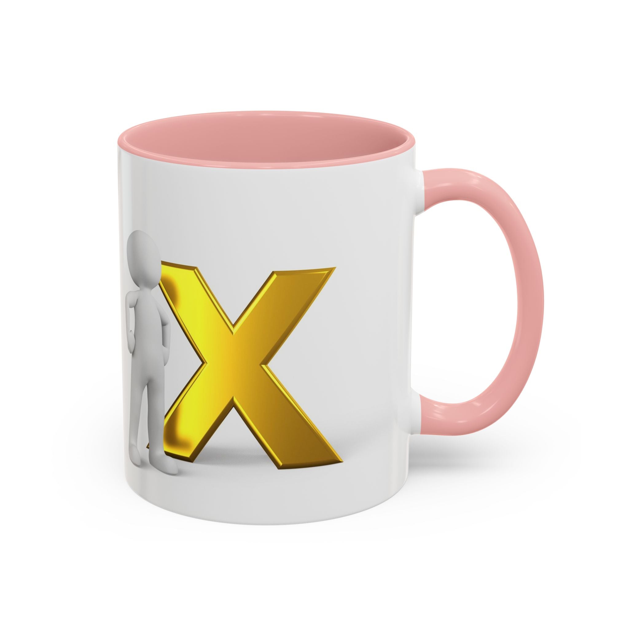 3D Gold X with Figure Mug | Accent Coffee Mug