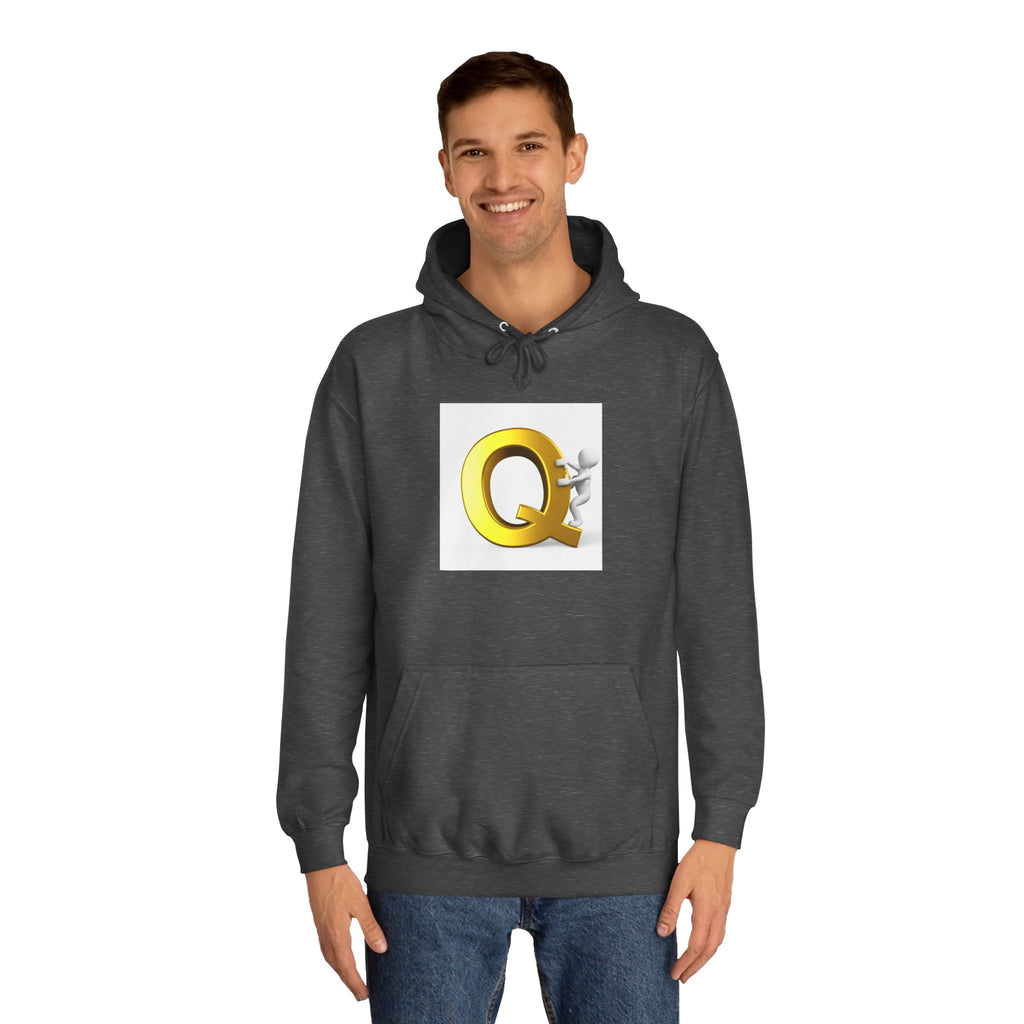 Golden Q Letter Hoodie | 3D Character Climbing Initial Sweatshirt