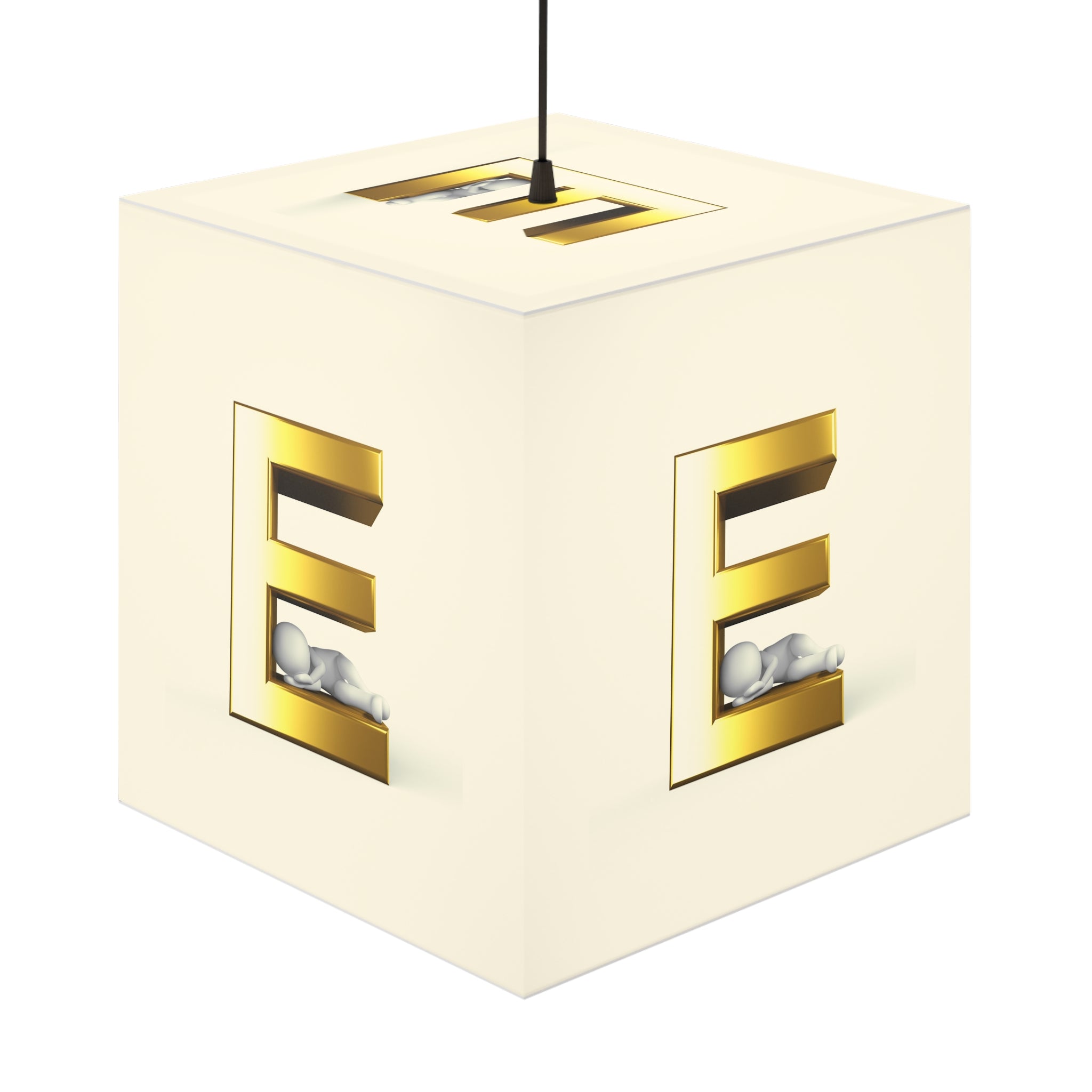 Gold Letter E Cube Lamp | Light Cube Lamp