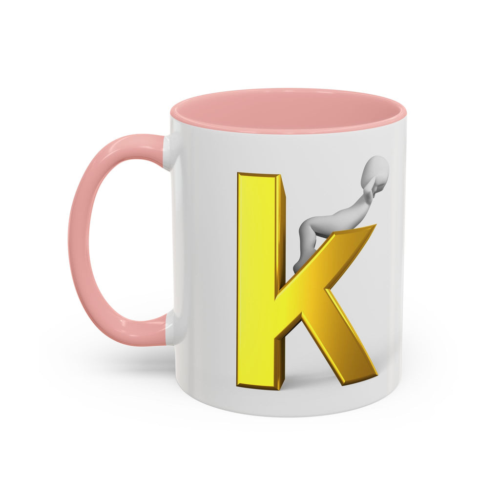 Tasse à café avec lettre K dorée | Tasse à anse colorée 325 ml ou 443 ml