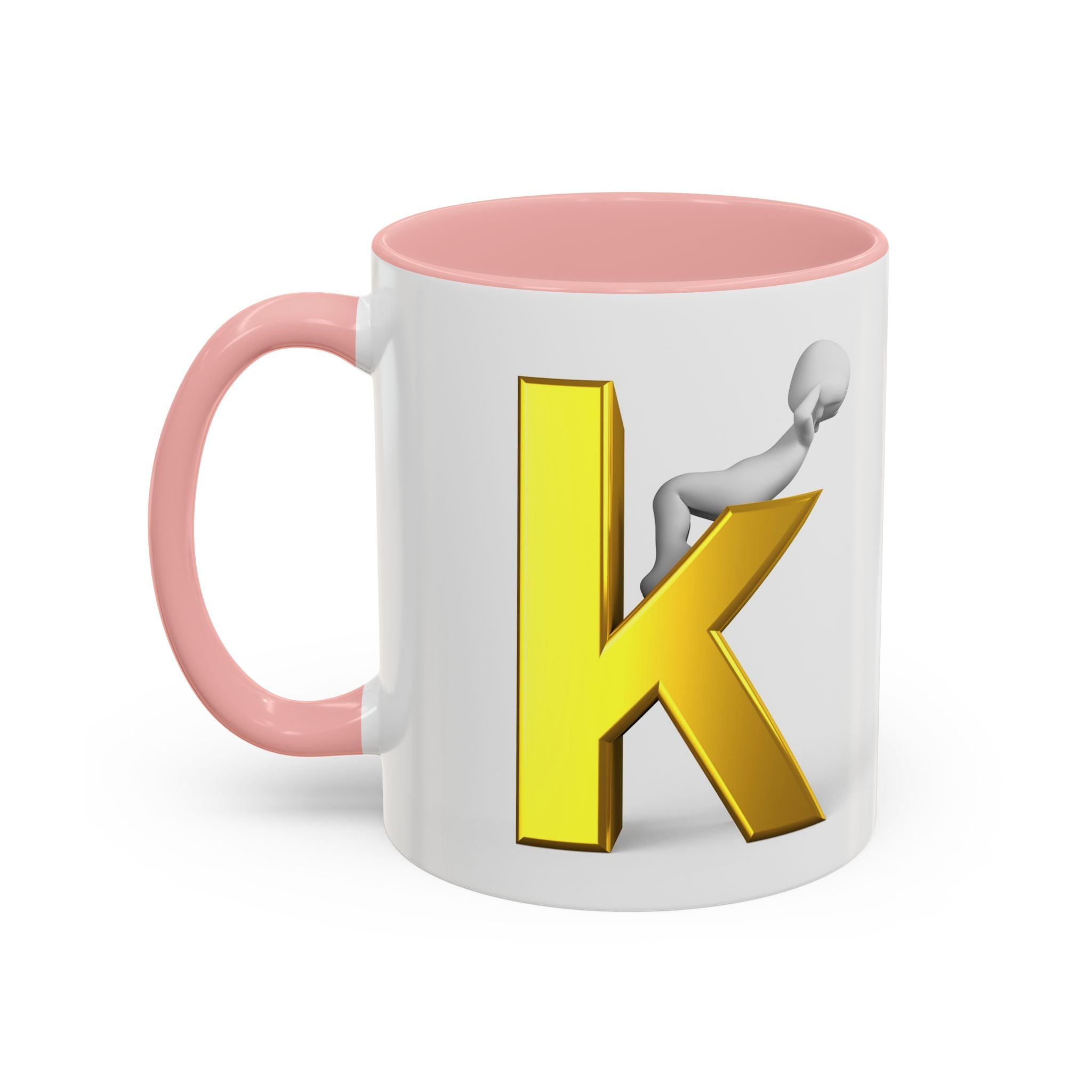Tasse à café avec lettre K dorée | Tasse à anse colorée 325 ml ou 443 ml