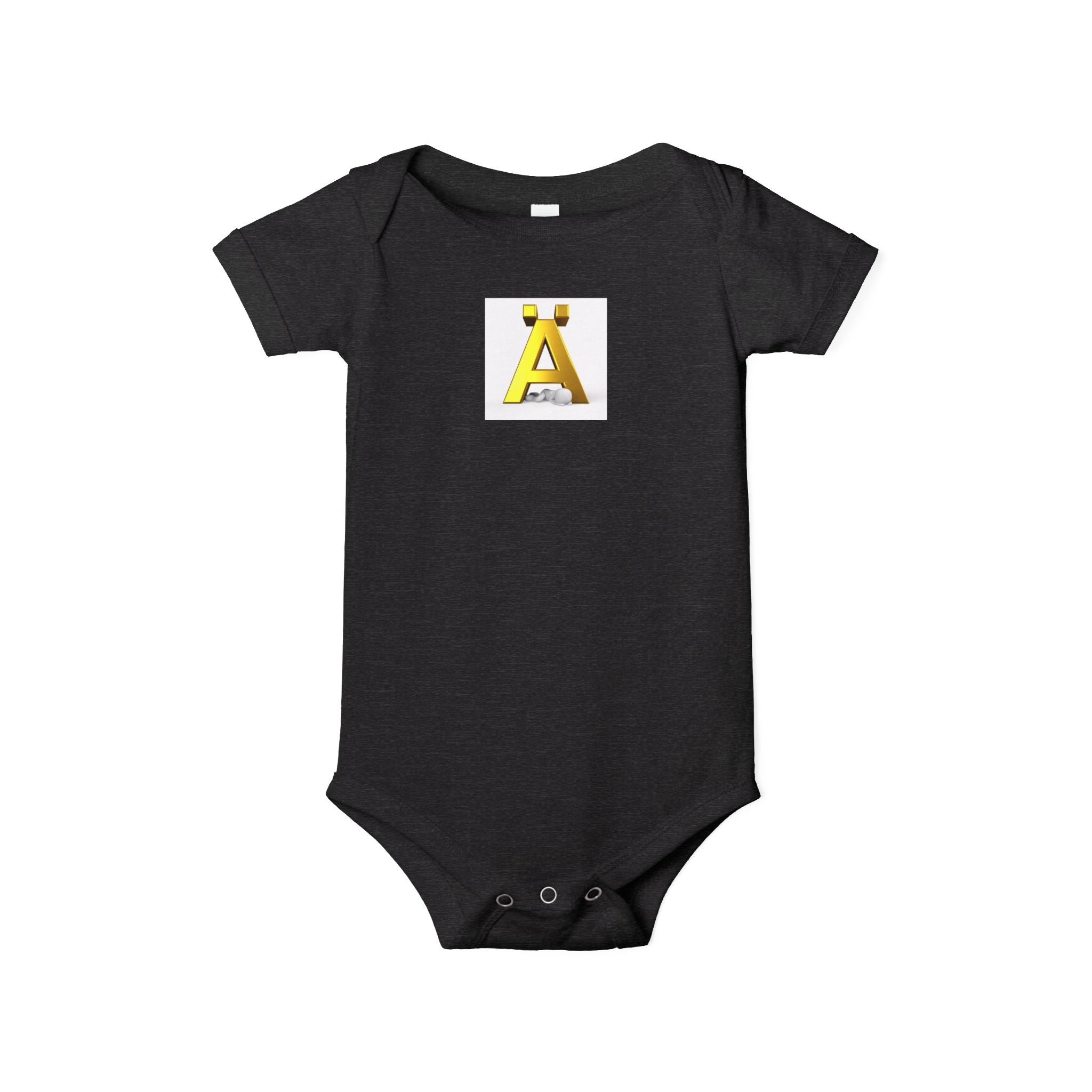 Body une pièce jaune avec la lettre Ä pour bébé | Combinaison en jersey pour nourrisson