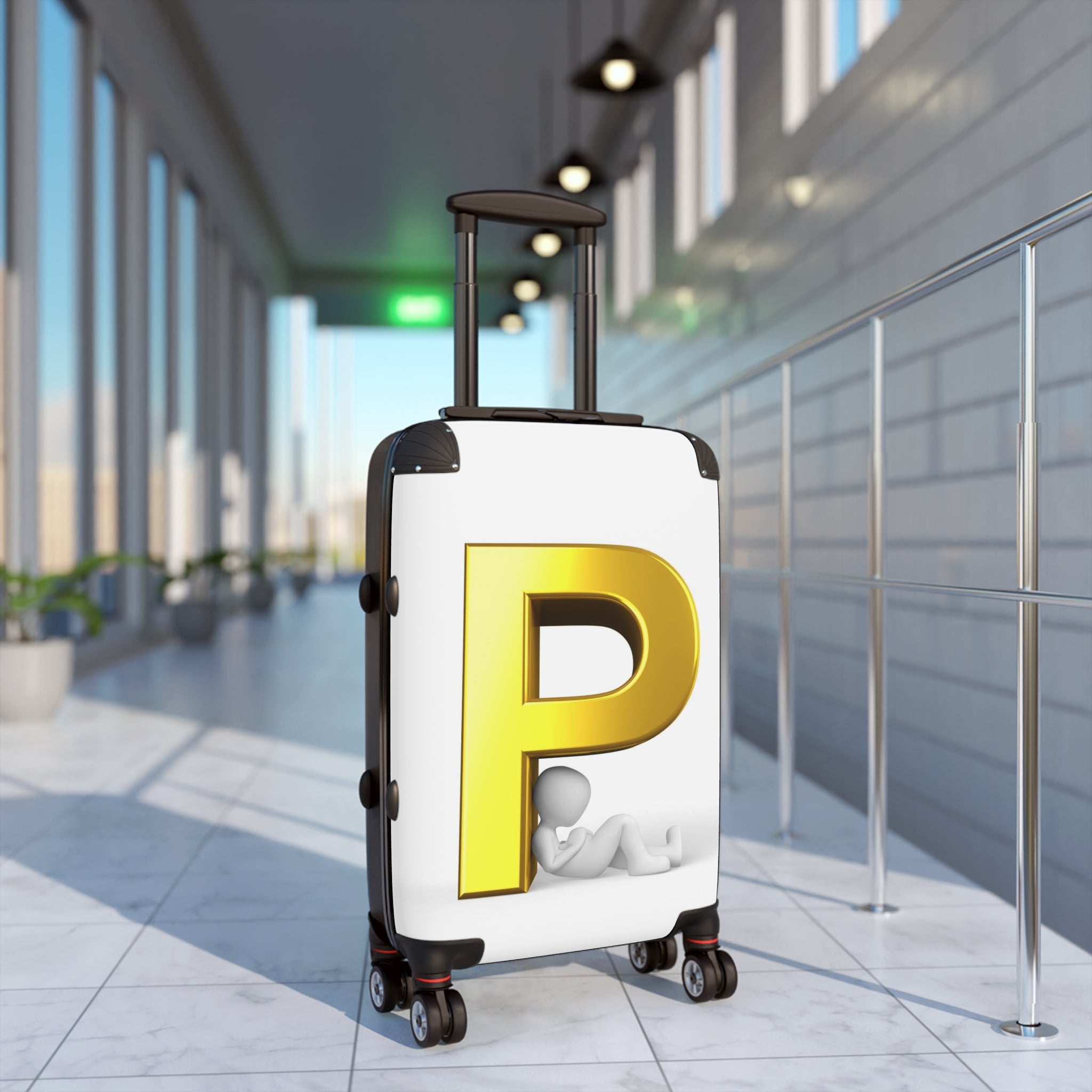 Gold Letter P Monogram Suitcase | Personalized Initial Luggage