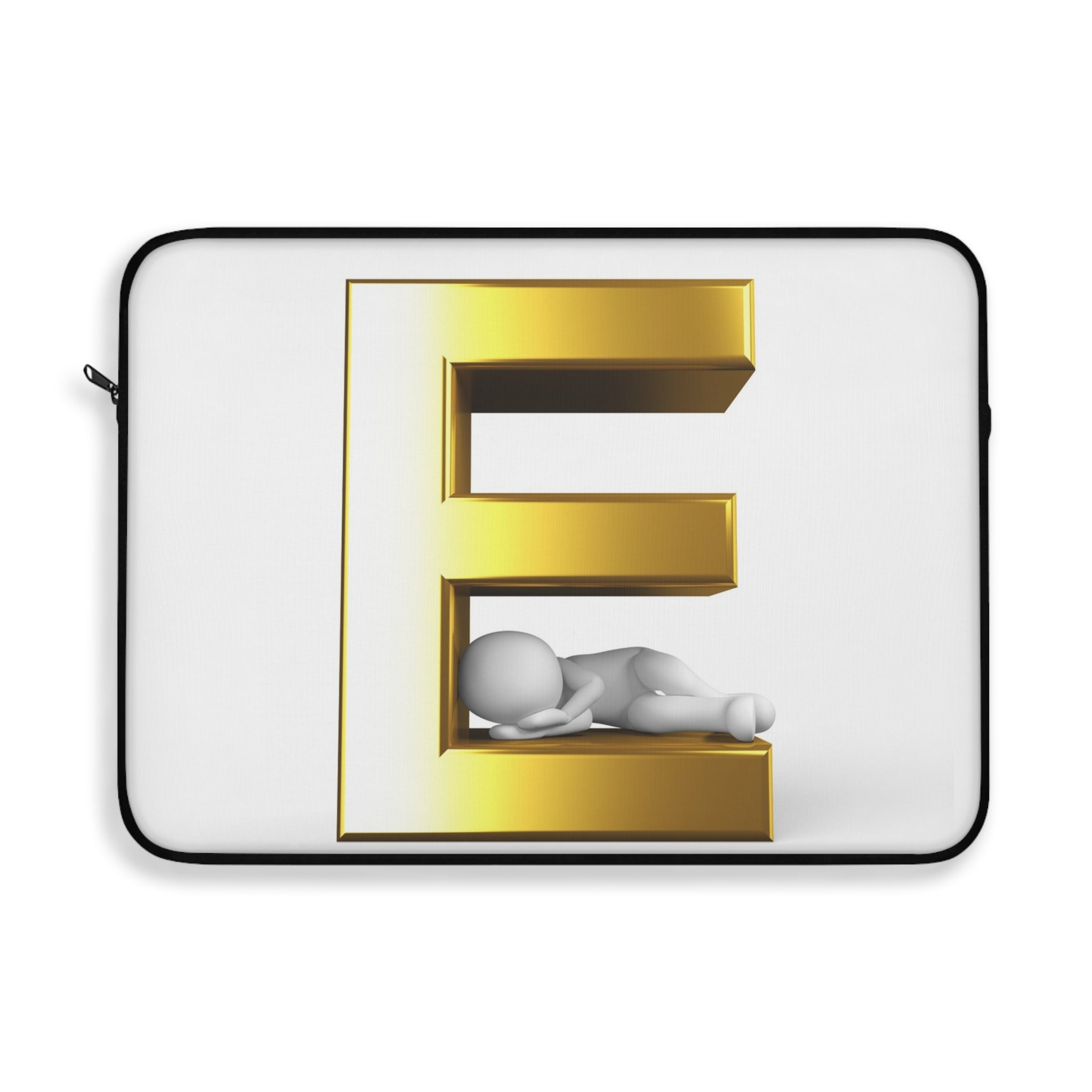 Gold Letter E Monogram Laptop Sleeve | 3D Initial Design