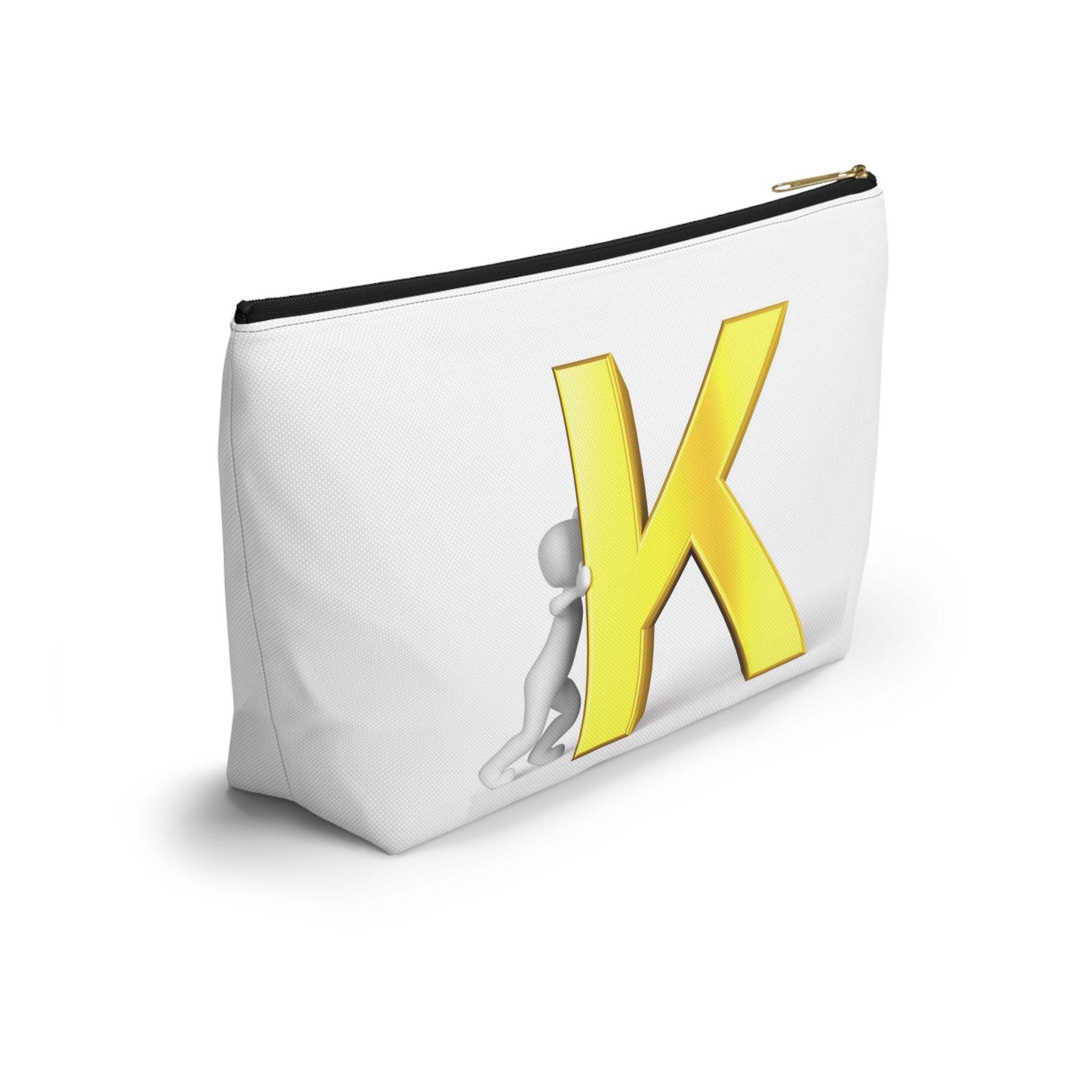 Yellow Letter K Monogram Accessory Pouch | Initial K Makeup Bag