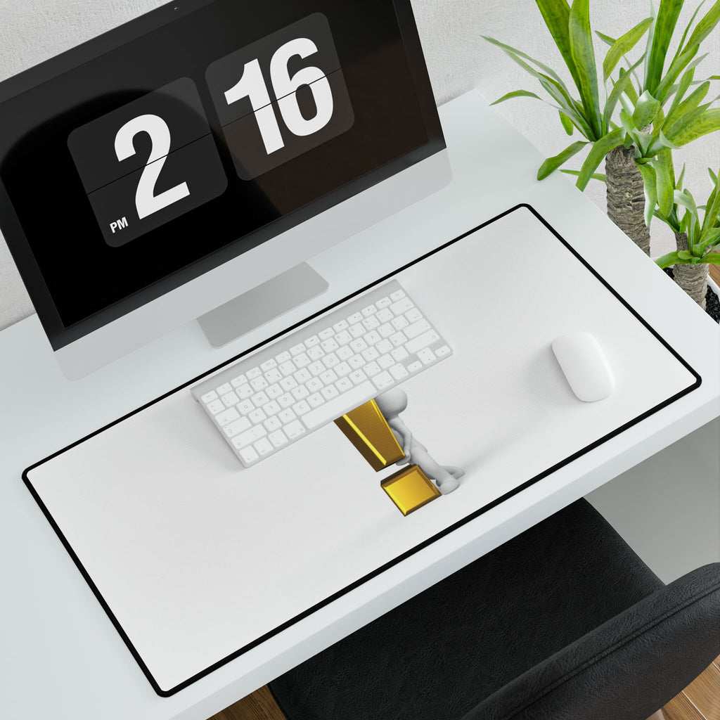 Gold Exclamation Mark Desk Mat | Minimalist Office Mouse Pad