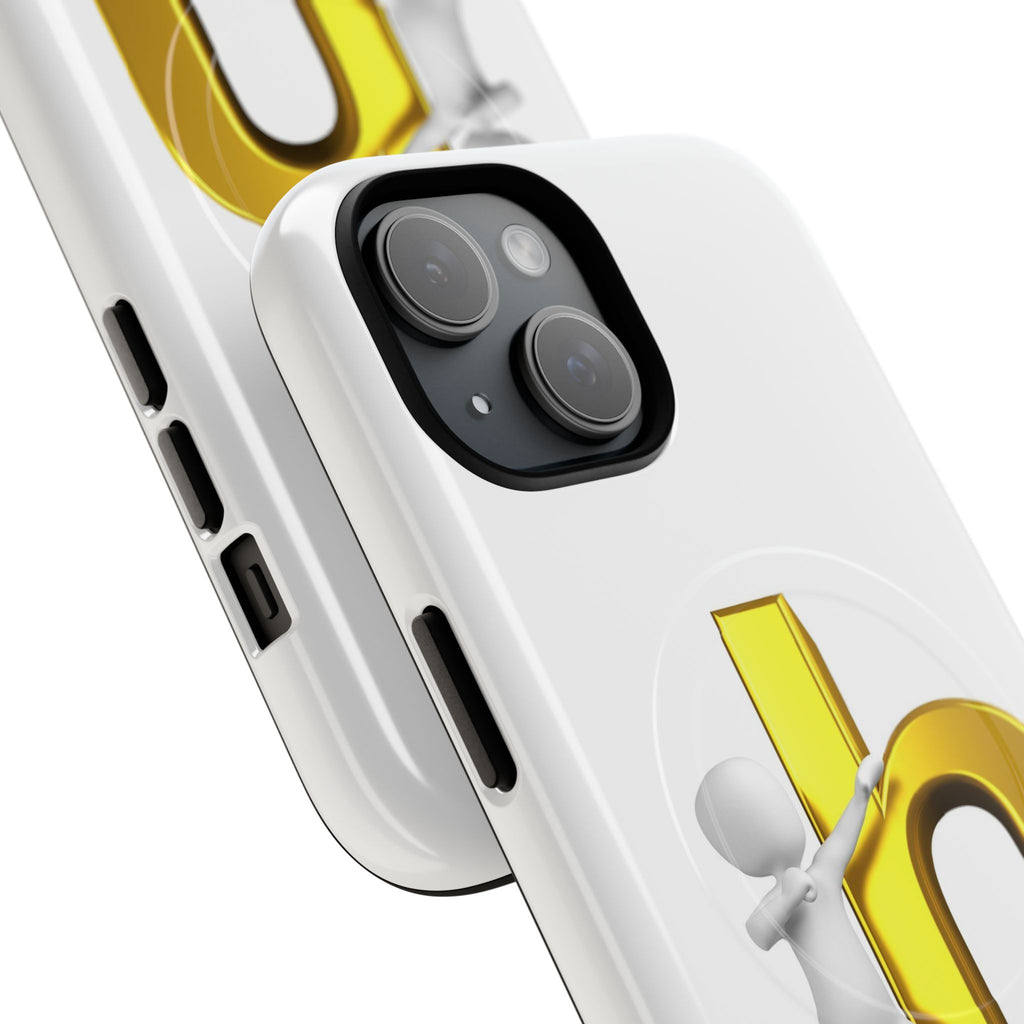 3D Person Pushing Gold Letter h Phone Case | Tough Magnetic Case