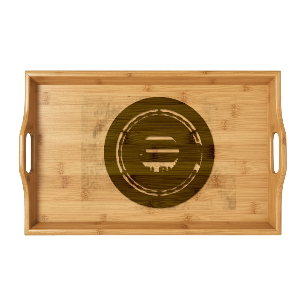 Engraved Bamboo Serving Tray | Custom Woodgrain Round Design