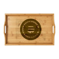 Engraved Bamboo Serving Tray | Custom Woodgrain Round Design