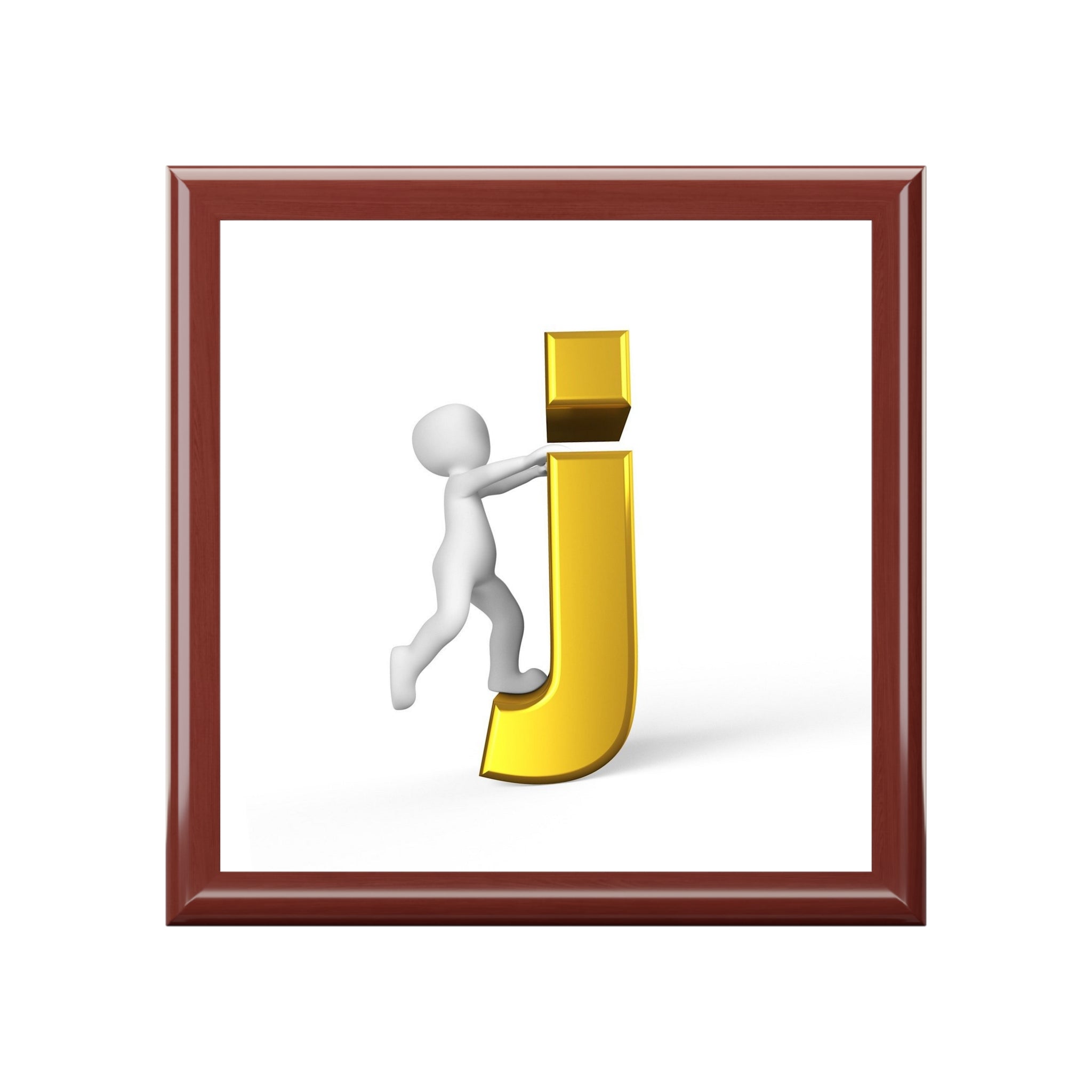 Boîte à Bijoux Lettre J en Or avec Figurine Grimpante | Décoration Initiale Personnalisée