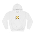 3D Figure Leaning on Gold X Hoodie | Letter X Initial Pullover