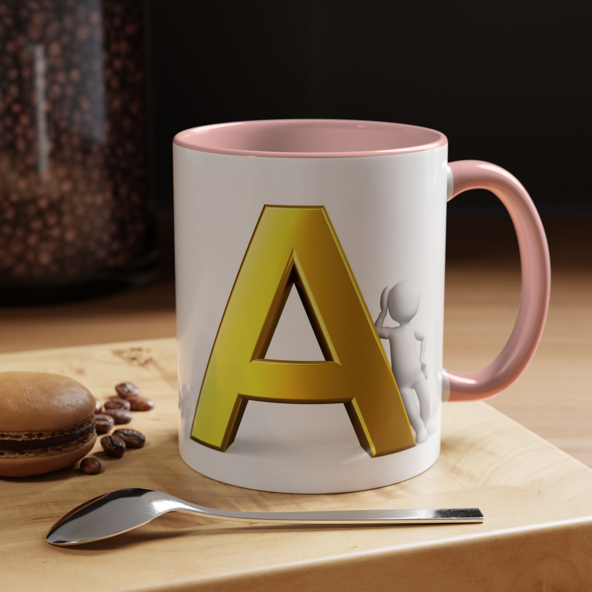 Gold Buchstabe A Tasse mit Initialen | Monogramm Buchstabe A Tasse