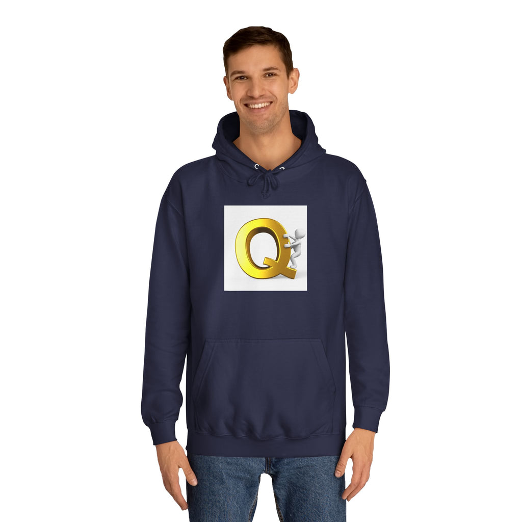 Golden Q Letter Hoodie | 3D Character Climbing Initial Sweatshirt