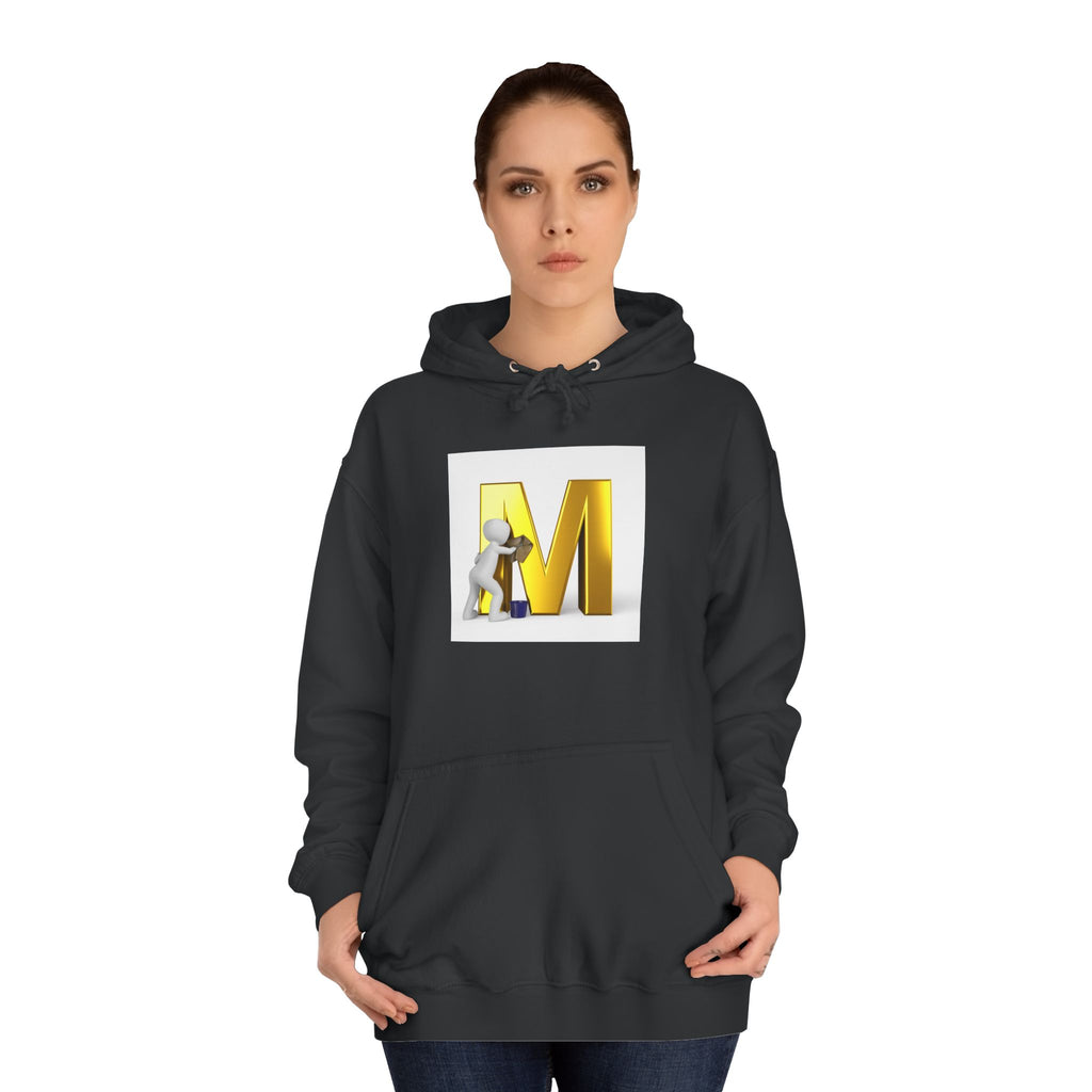 Gold Letter M with Figure Hoodie | Monogram Initial M Sweatshirt