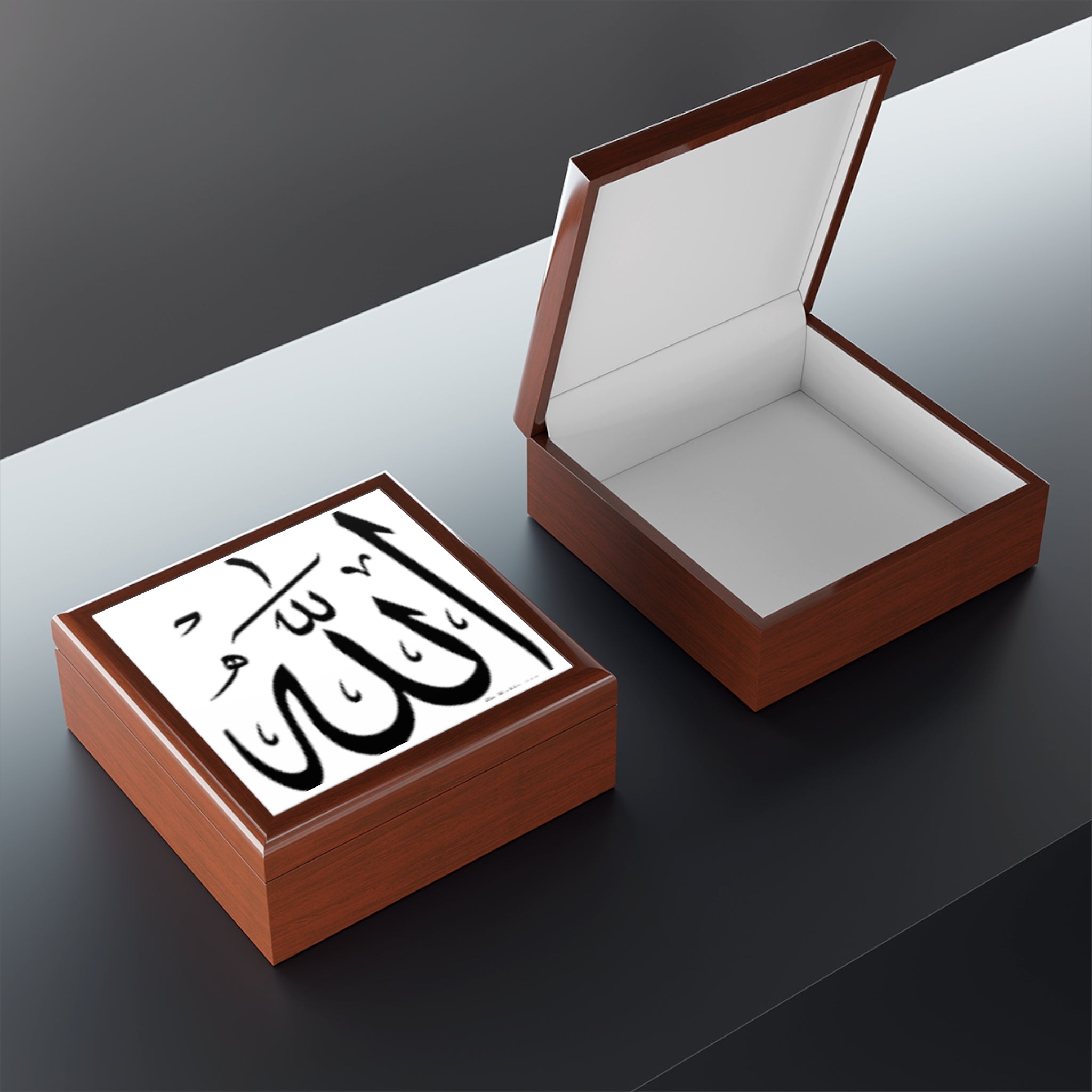 Allah Calligraphy Jewelry Box | Islamic Arabic Script Trinket Box