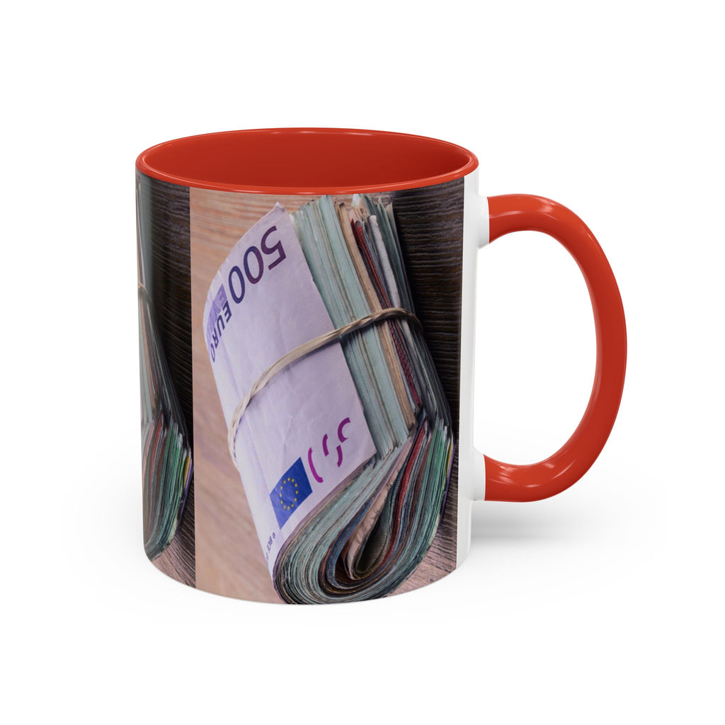 Rolled Euro Banknotes Mug | Accent Coffee Mug 11oz or 15oz