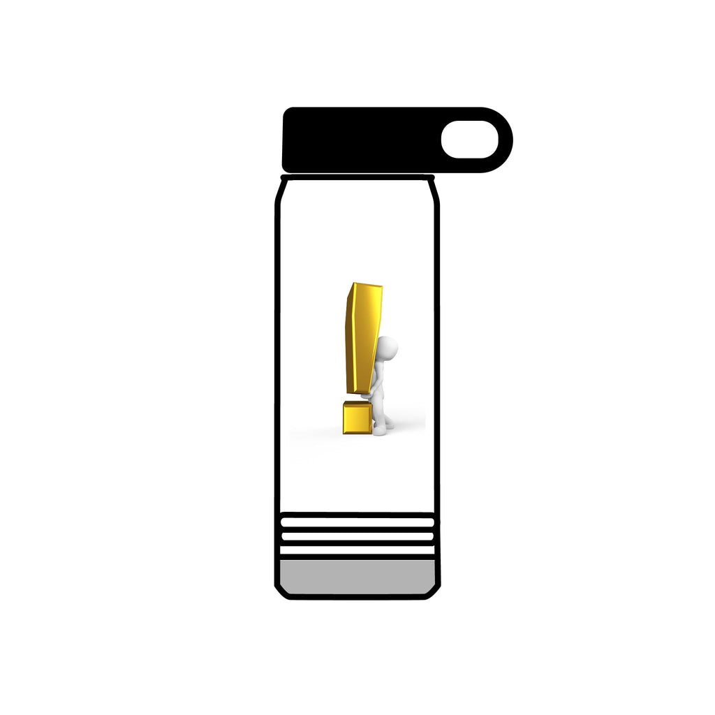 3D Person with Gold Exclamation Mark Water Bottle | 20oz Stainless Bottle