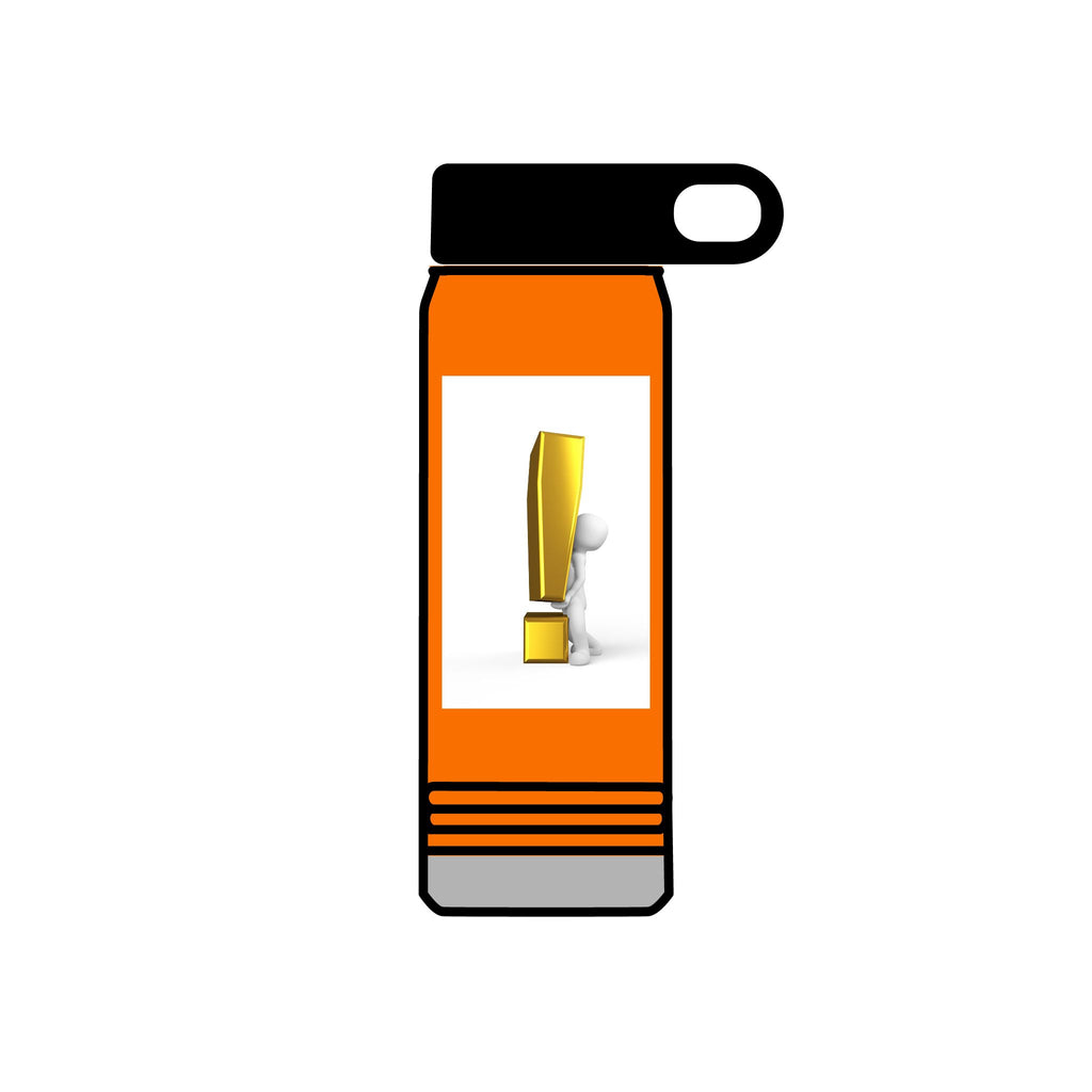 3D Person with Gold Exclamation Mark Water Bottle | 20oz Stainless Bottle