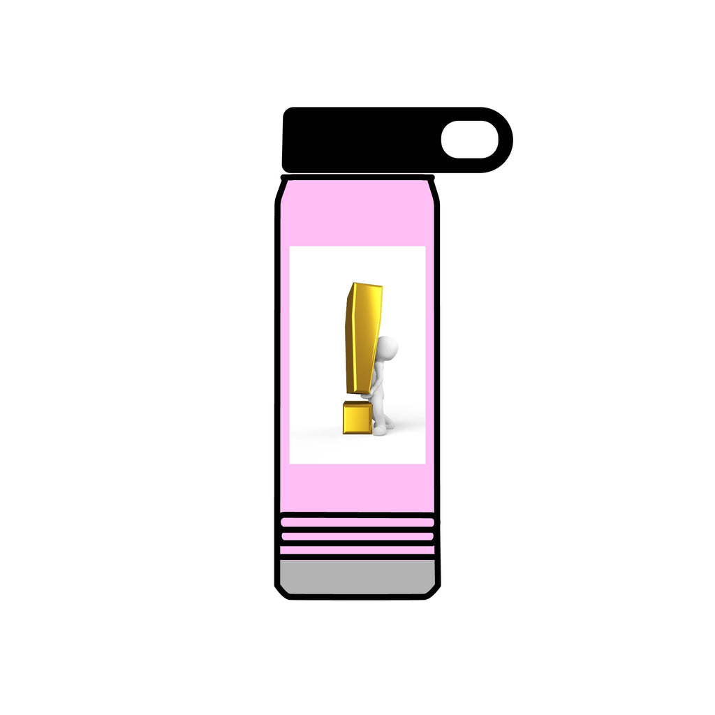 3D Person with Gold Exclamation Mark Water Bottle | 20oz Stainless Bottle