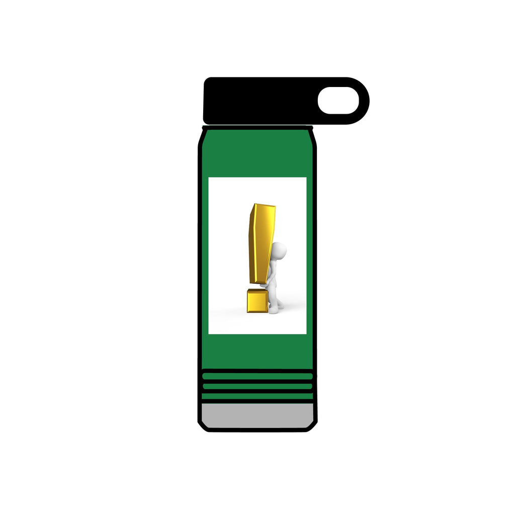 3D Person with Gold Exclamation Mark Water Bottle | 20oz Stainless Bottle