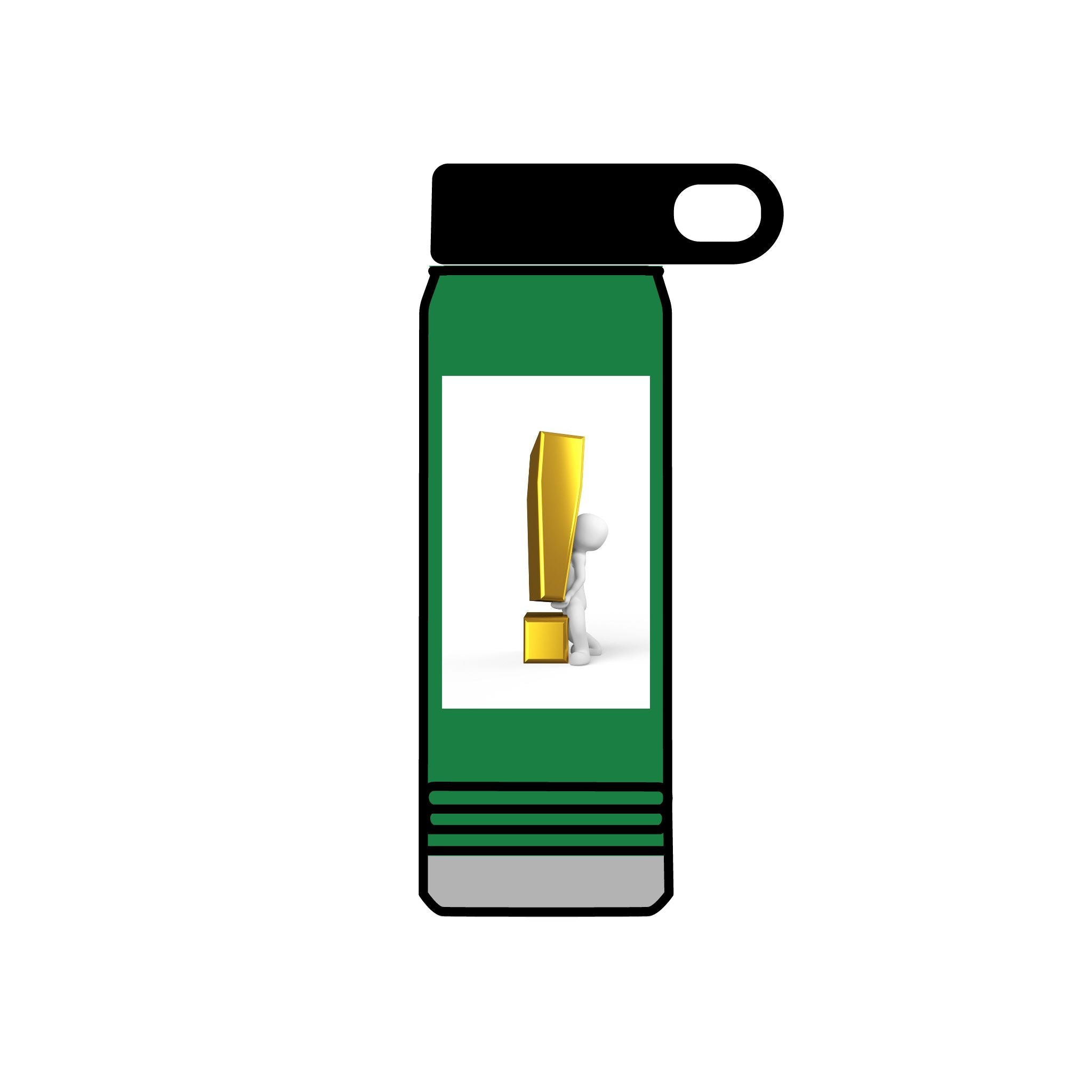 3D Person with Gold Exclamation Mark Water Bottle | 20oz Stainless Bottle