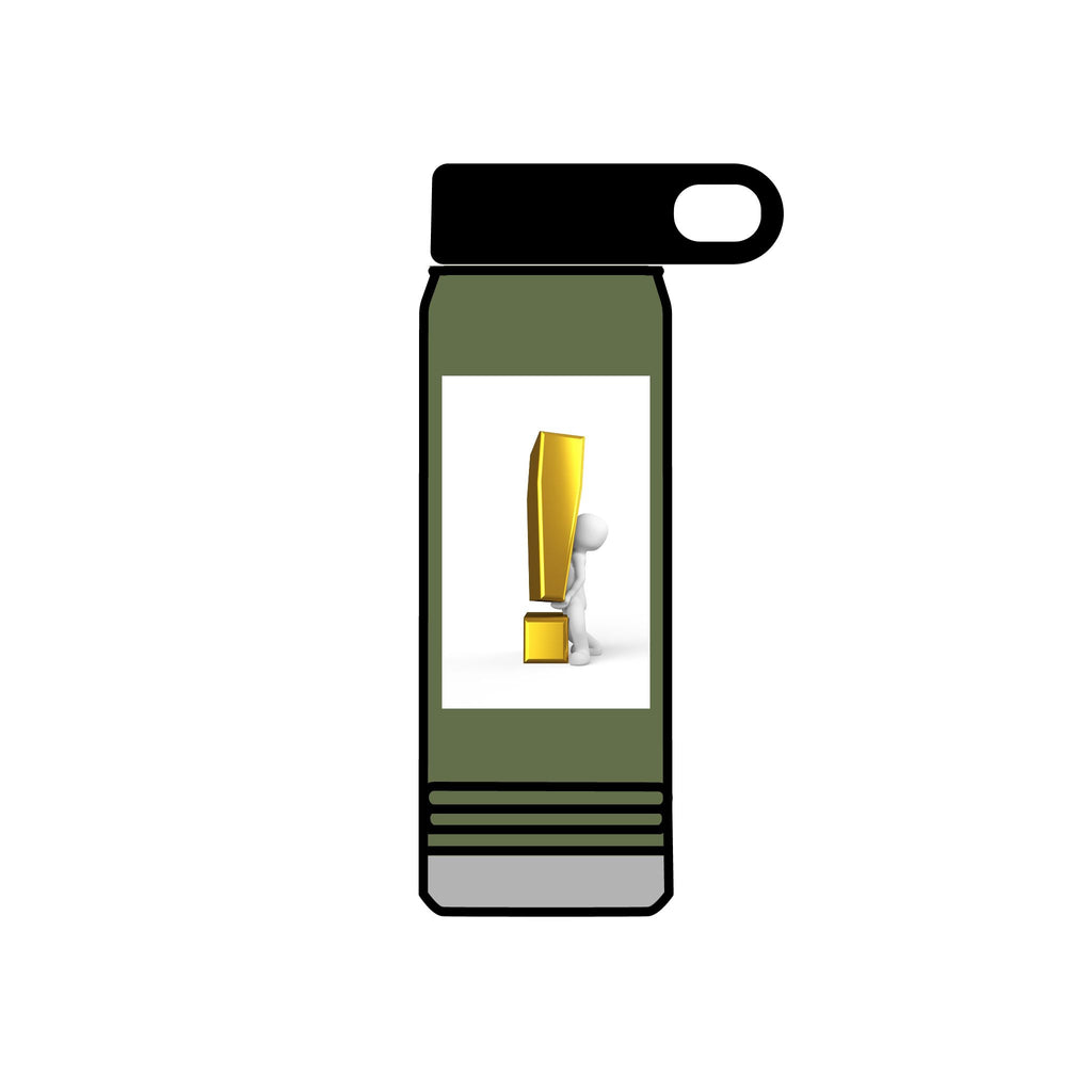 3D Person with Gold Exclamation Mark Water Bottle | 20oz Stainless Bottle