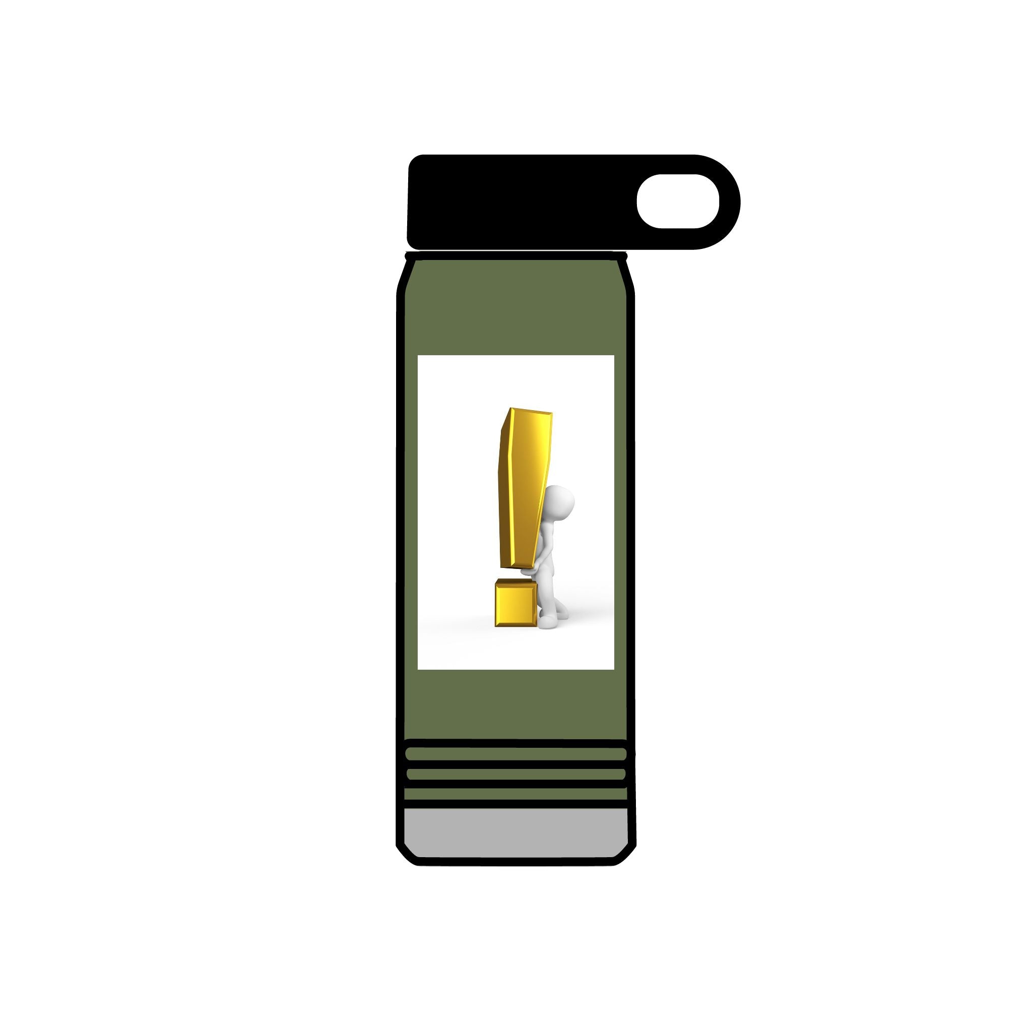 3D Person with Gold Exclamation Mark Water Bottle | 20oz Stainless Bottle