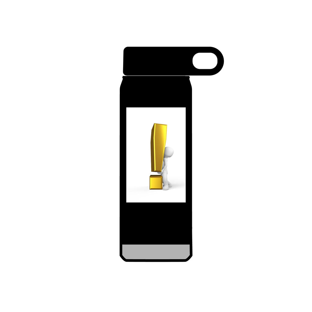 3D Person with Gold Exclamation Mark Water Bottle | 20oz Stainless Bottle