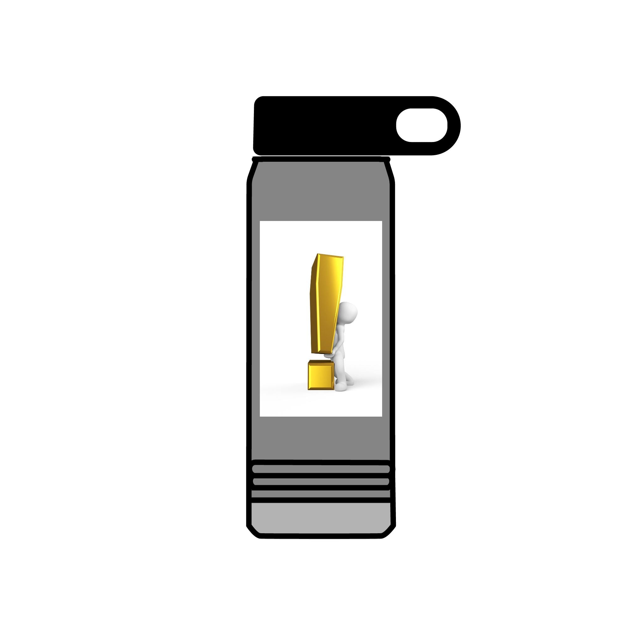 3D Person with Gold Exclamation Mark Water Bottle | 20oz Stainless Bottle