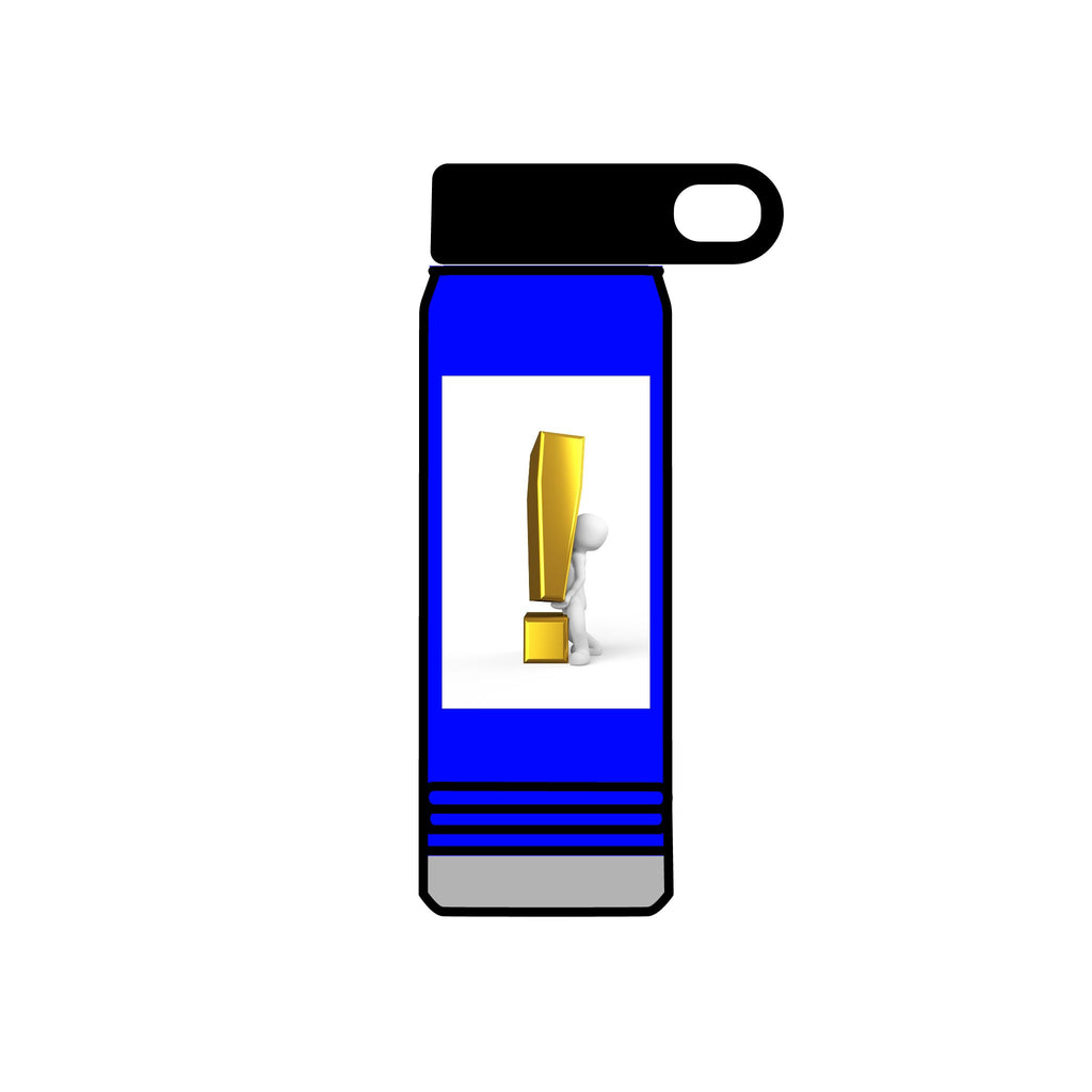 3D Person with Gold Exclamation Mark Water Bottle | 20oz Stainless Bottle