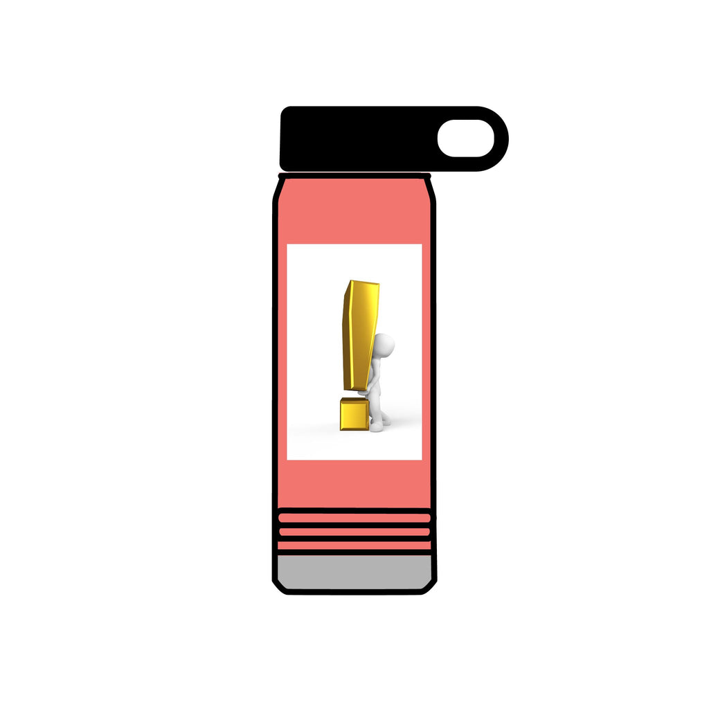 3D Person with Gold Exclamation Mark Water Bottle | 20oz Stainless Bottle