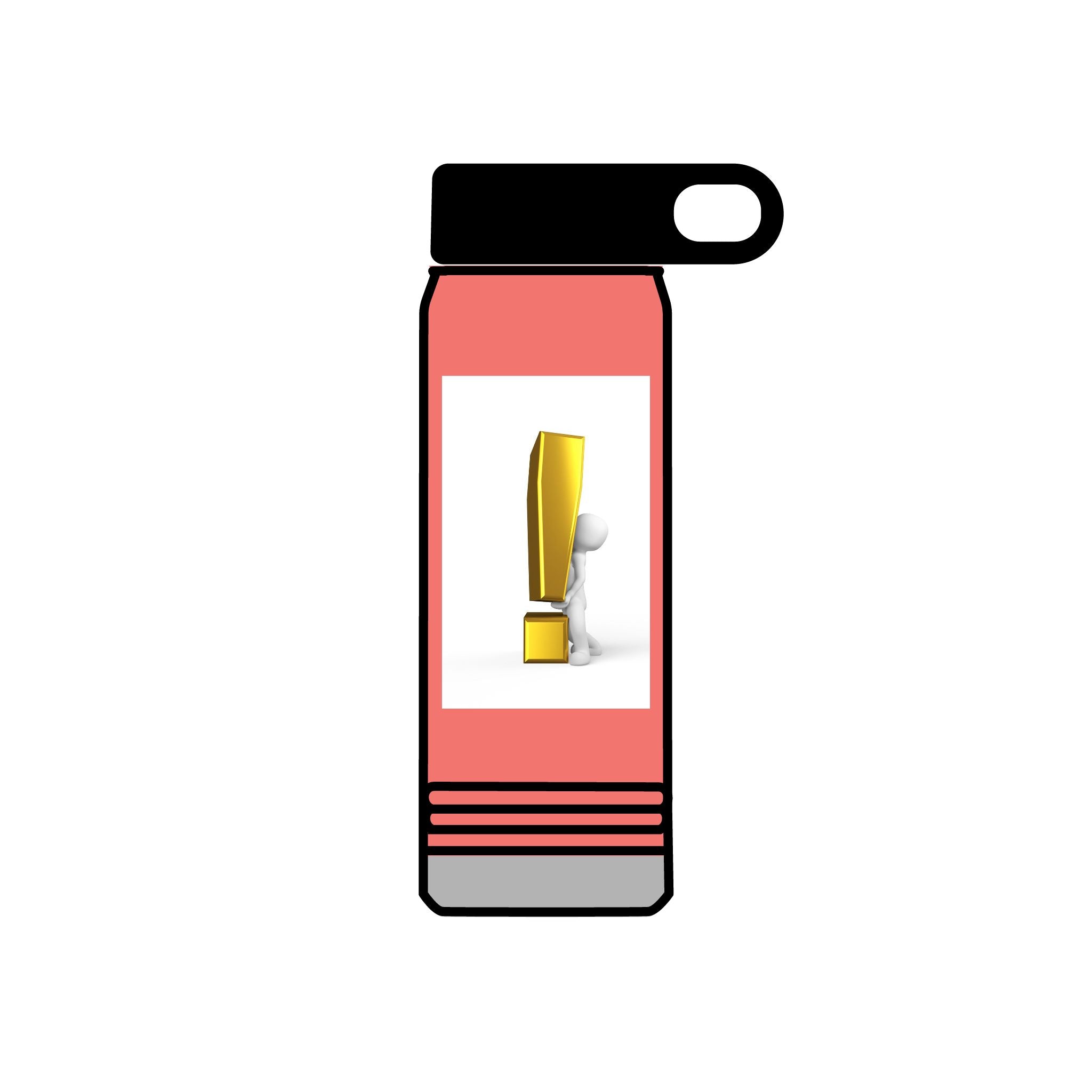3D Person with Gold Exclamation Mark Water Bottle | 20oz Stainless Bottle