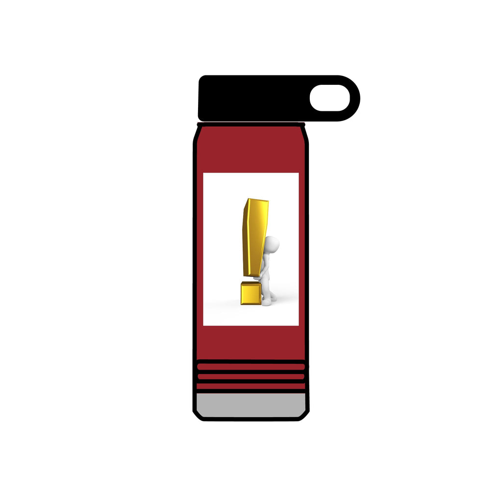 3D Person with Gold Exclamation Mark Water Bottle | 20oz Stainless Bottle