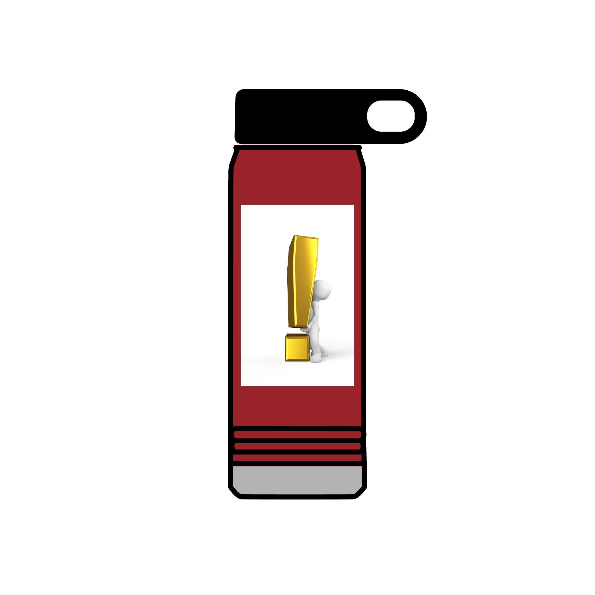 3D Person with Gold Exclamation Mark Water Bottle | 20oz Stainless Bottle