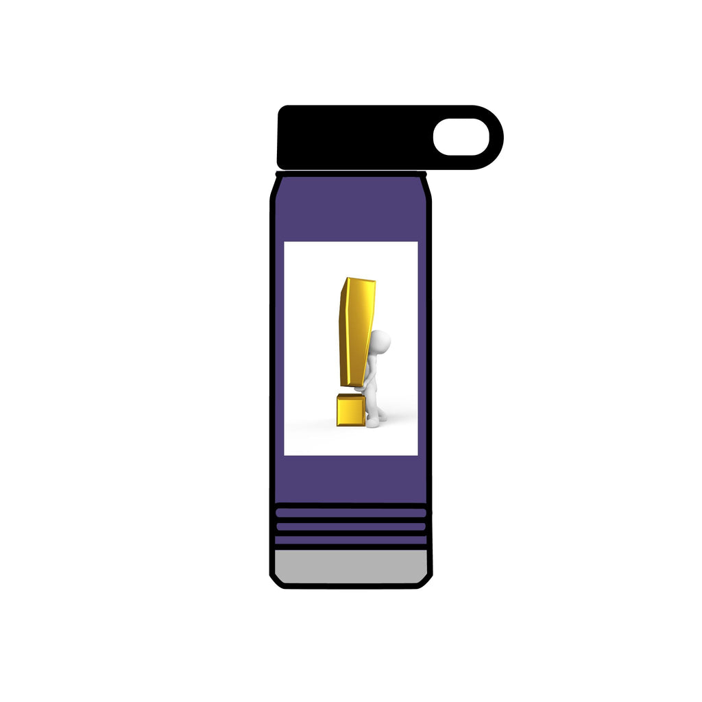 3D Person with Gold Exclamation Mark Water Bottle | 20oz Stainless Bottle