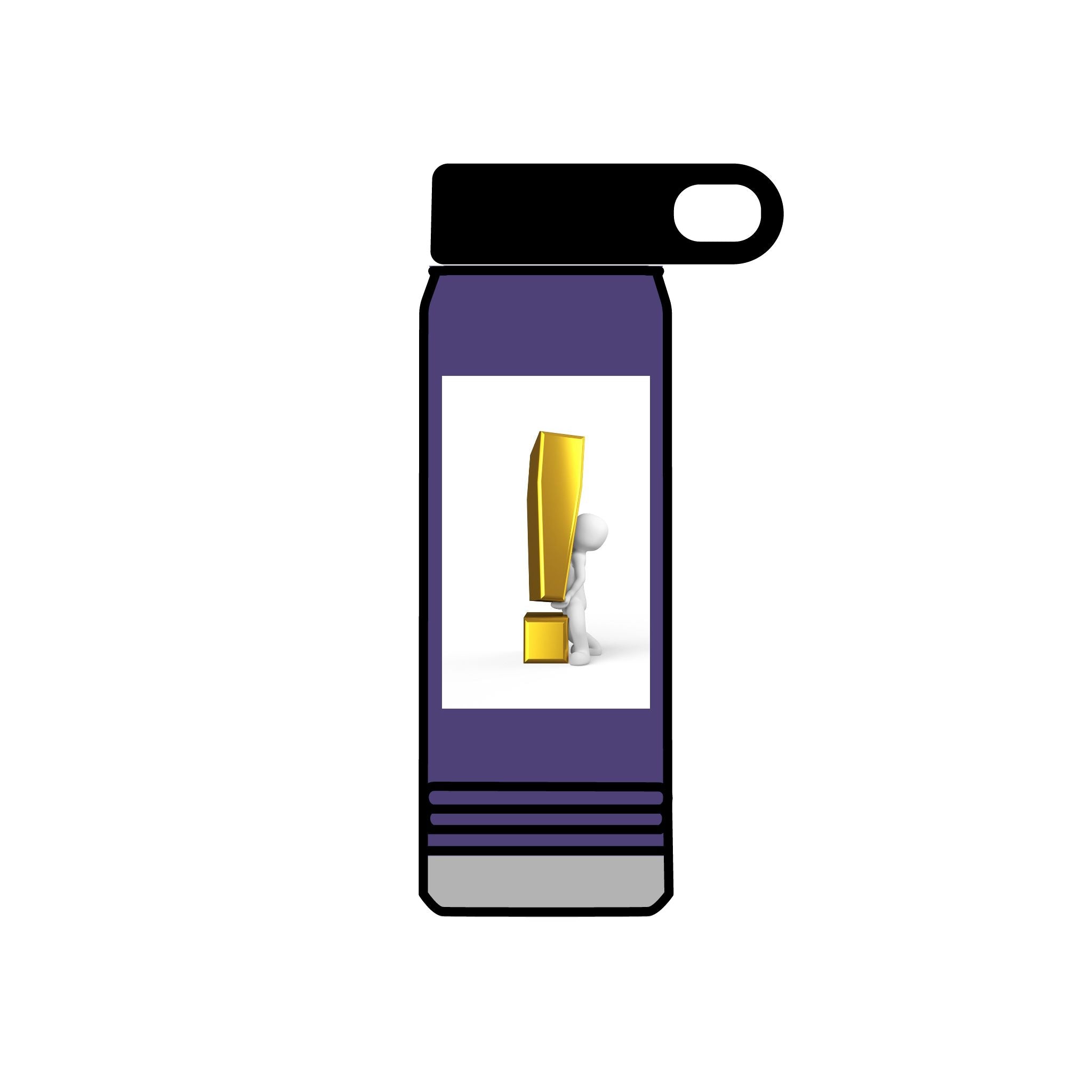 3D Person with Gold Exclamation Mark Water Bottle | 20oz Stainless Bottle